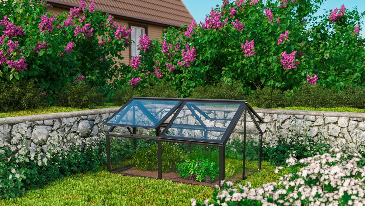 Hochbeetaufsatz Aluminium Gamma 89x38,4x71,3 cm Schwarz - Schwarz, Basics, Glas/Metall (89/38,4/71,3cm)