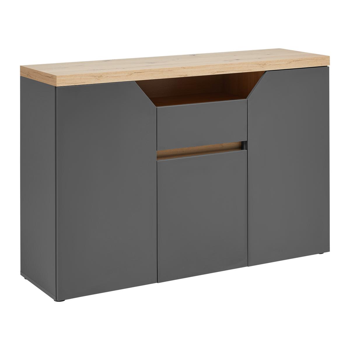 ŠIROKÁ KOMODA PEPE -EXKLUSIV- - černá/barvy grafitu, Moderní, kompozitní dřevo/plast (135/90/40cm) - Mömax