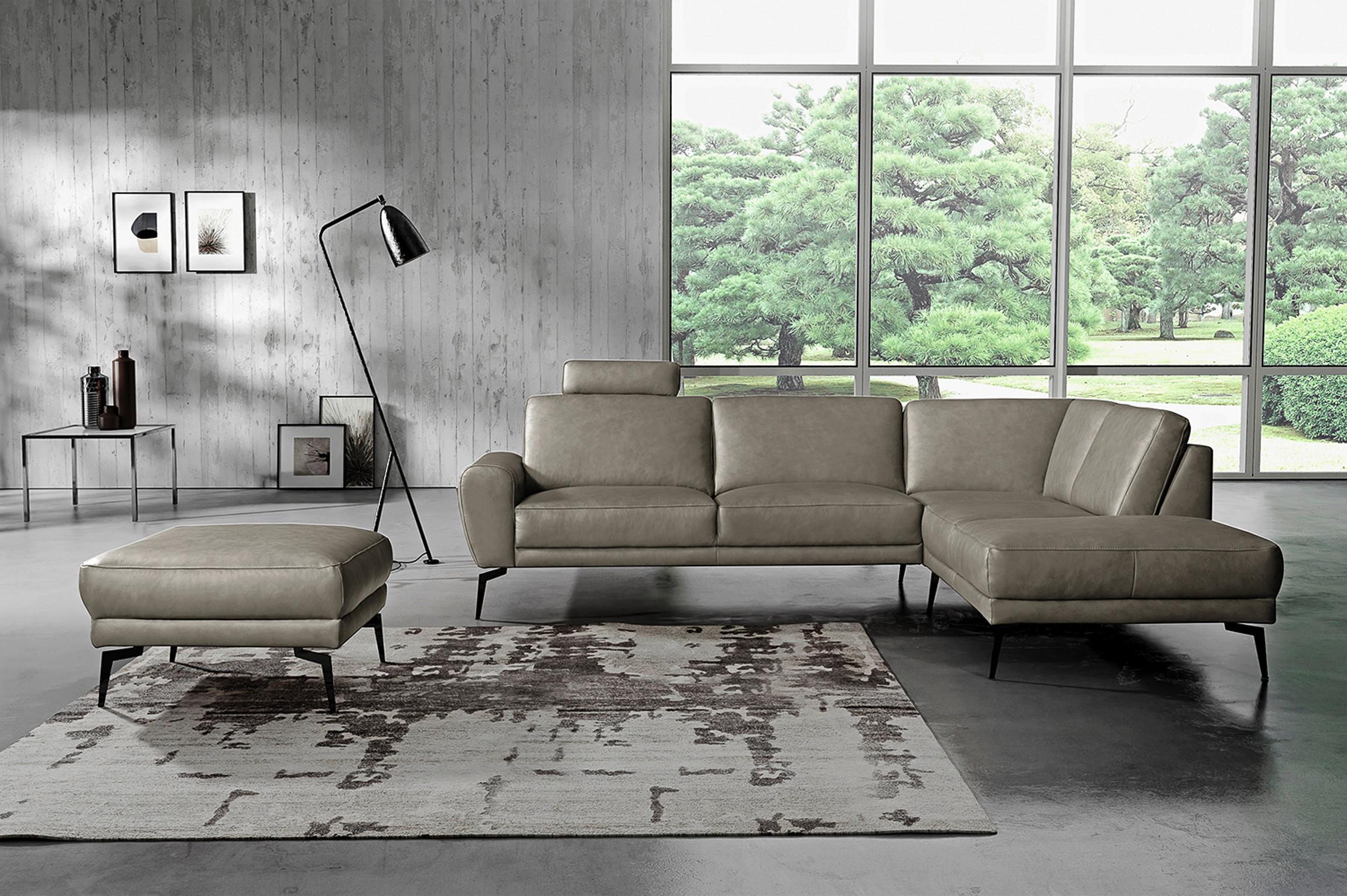 Ecksofa Spring, Grau S: 273x250 cm - Schwarz/Grau, Design, Leder (273/250cm) - Livetastic