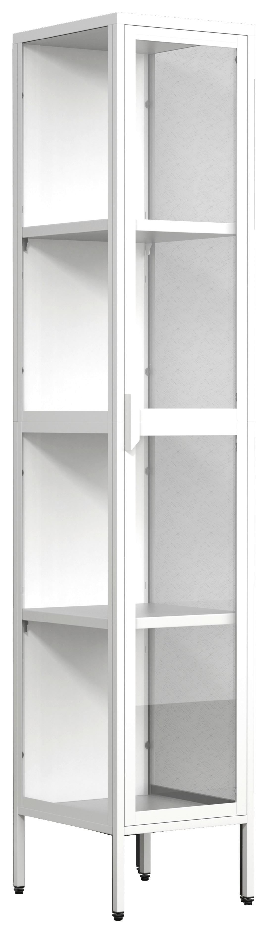 VITRINE Floka Weiß B: 30 cm - Transparent/Weiß, Design, Glas/Metall (30/160/35cm) - MID.YOU