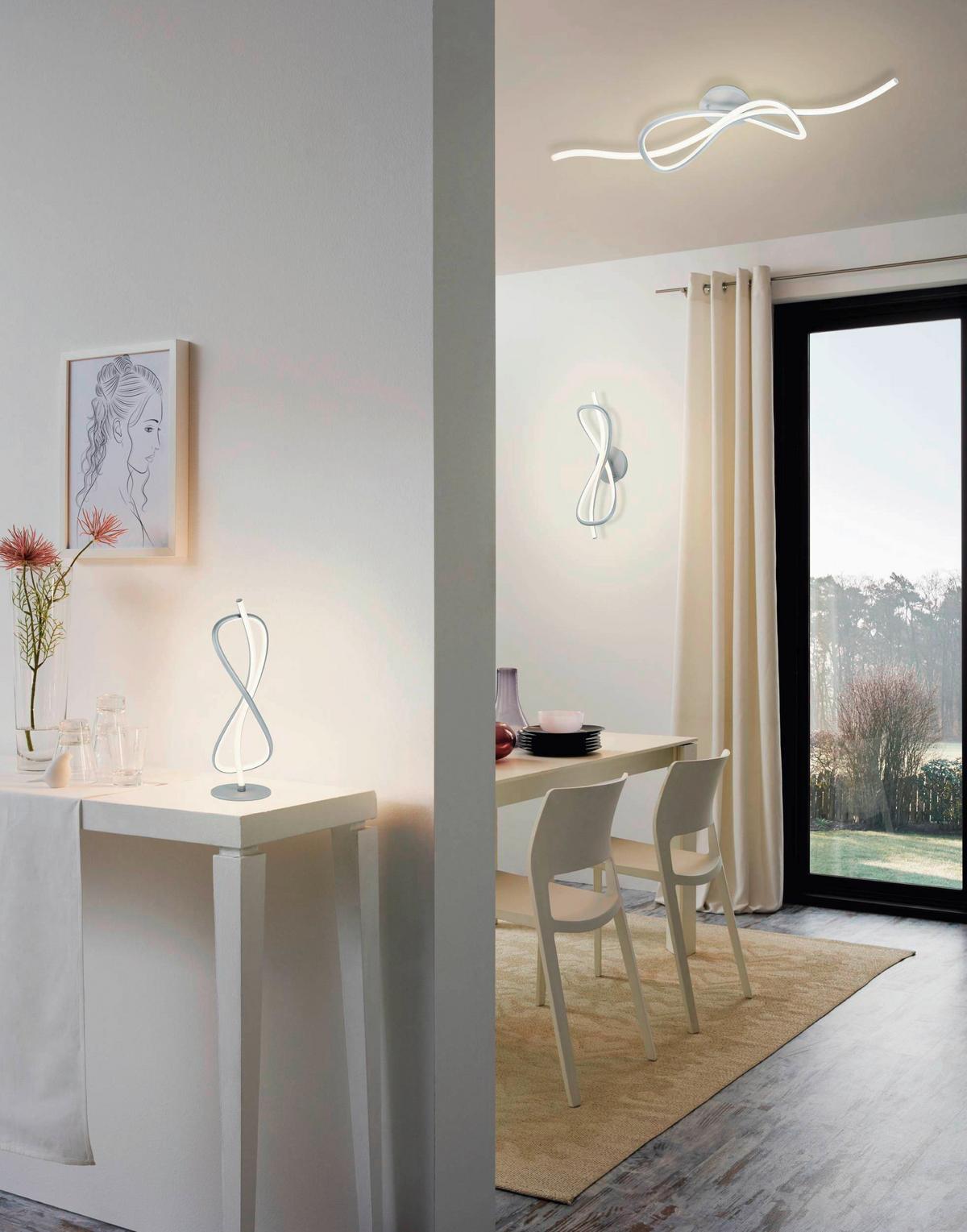 Deckenleuchte Novafeltria L: 70 cm Organisch - Weiß/Nickelfarben, Design, Kunststoff/Metall (70/16/16cm) - Eglo