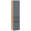 Hochschrank Grifflos Helsinki 40cm Grau/eiche Dekor - Eichefarben/Silberfarben, KONVENTIONELL, Glas/Holzwerkstoff (40/180/35cm) - Held