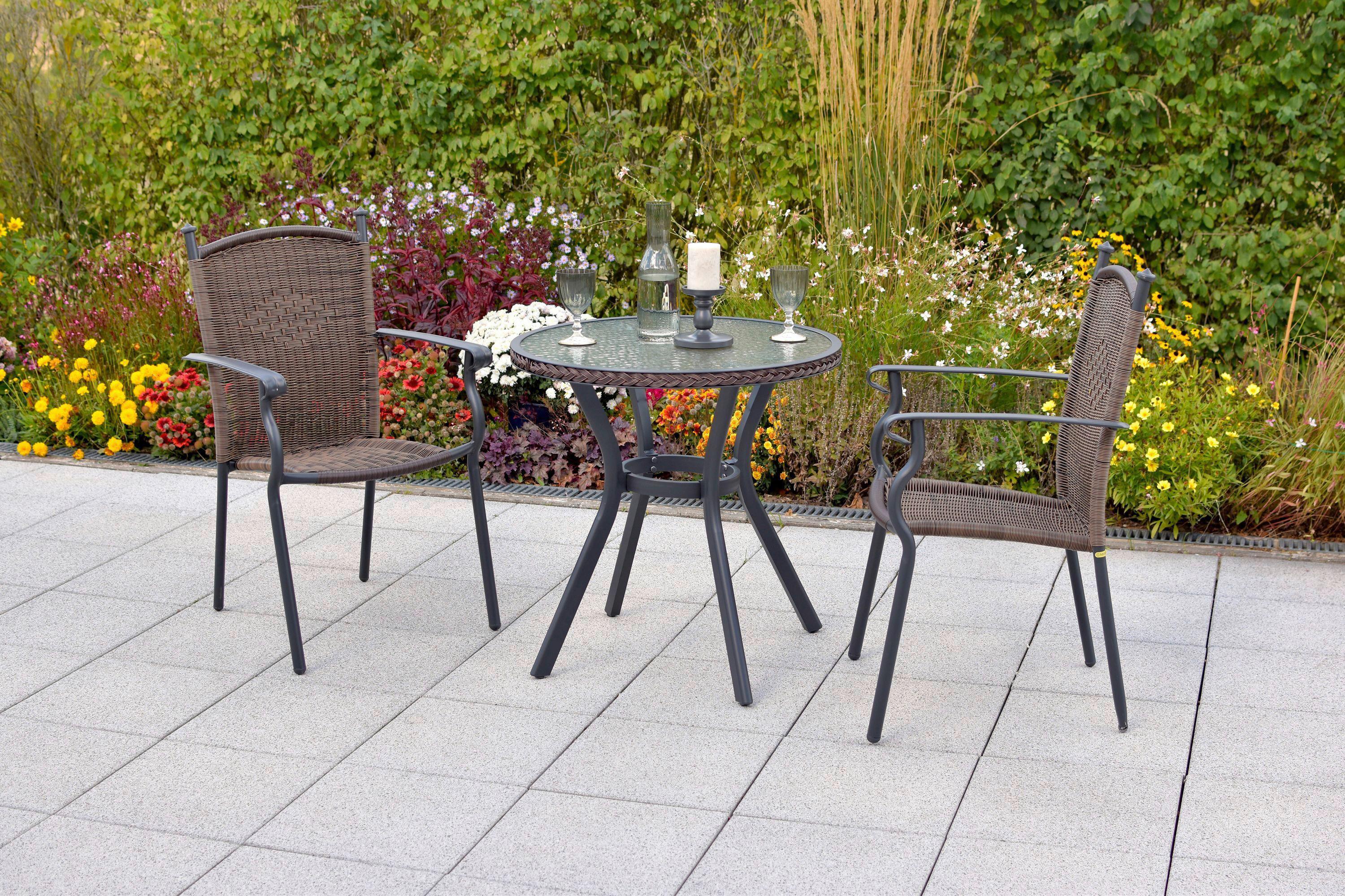 Gartenset Roma - Graphitfarben/Braun, MODERN, Kunststoff/Metall - Gardenson