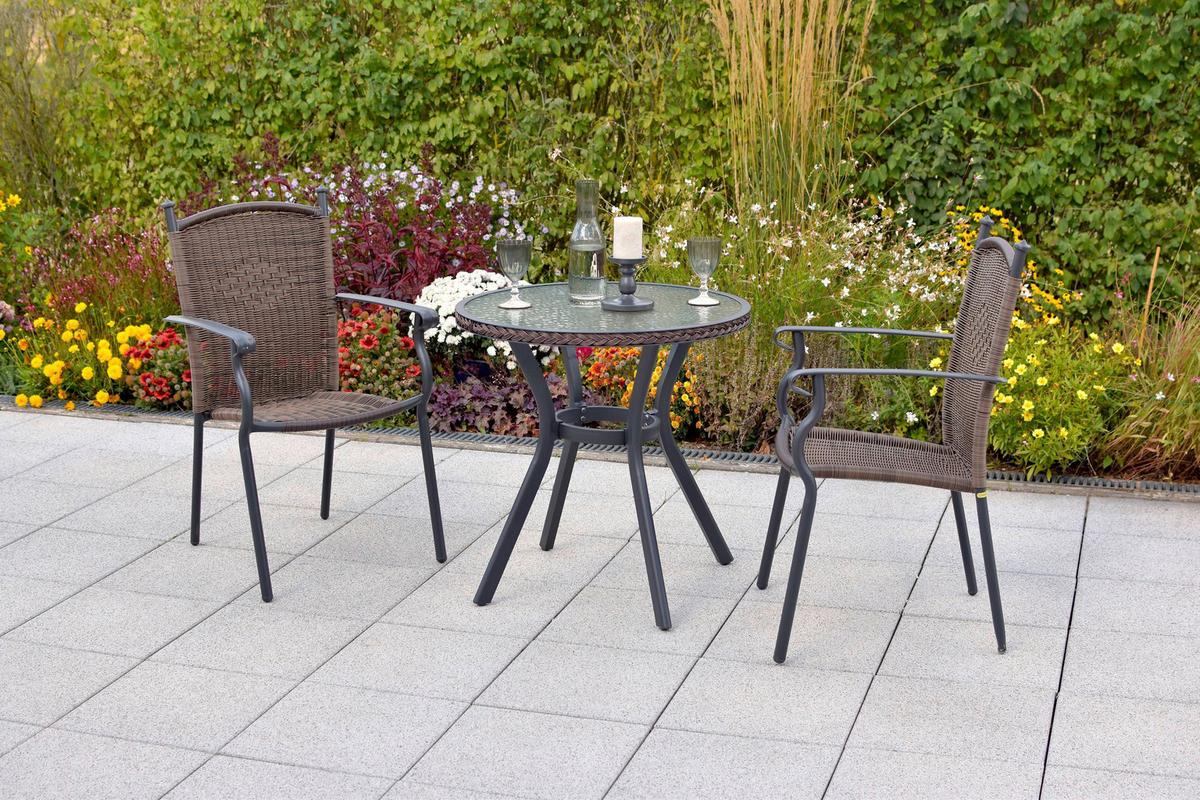 Gartenset Roma - Graphitfarben/Braun, MODERN, Kunststoff/Metall - Gardenson