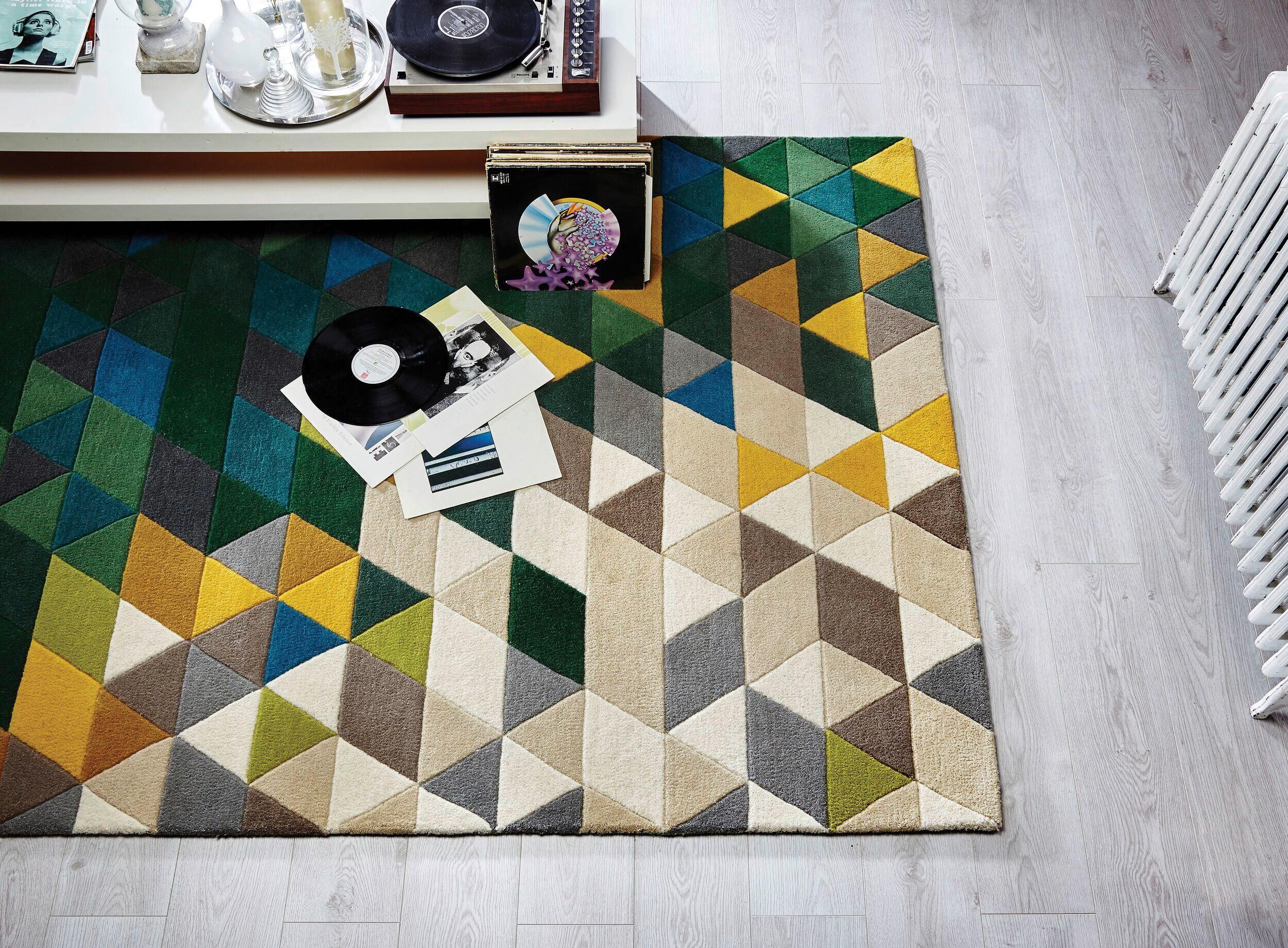 Wollteppich Wollteppich Grün/Multi B:170cm - Multicolor/Grün, Basics, Textil (170/120cm)