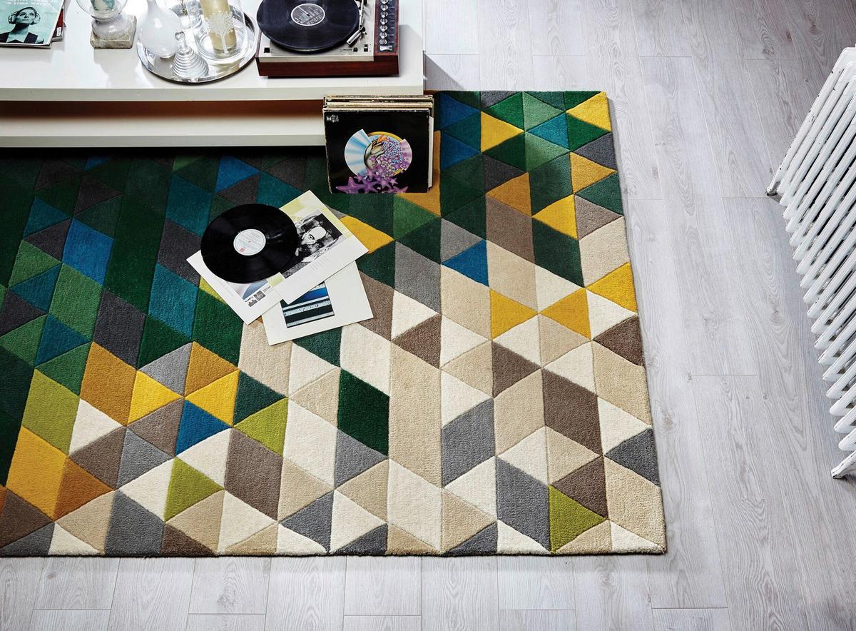 Wollteppich Wollteppich Grün/Multi B:170cm - Multicolor/Grün, Basics, Textil (170/120cm)
