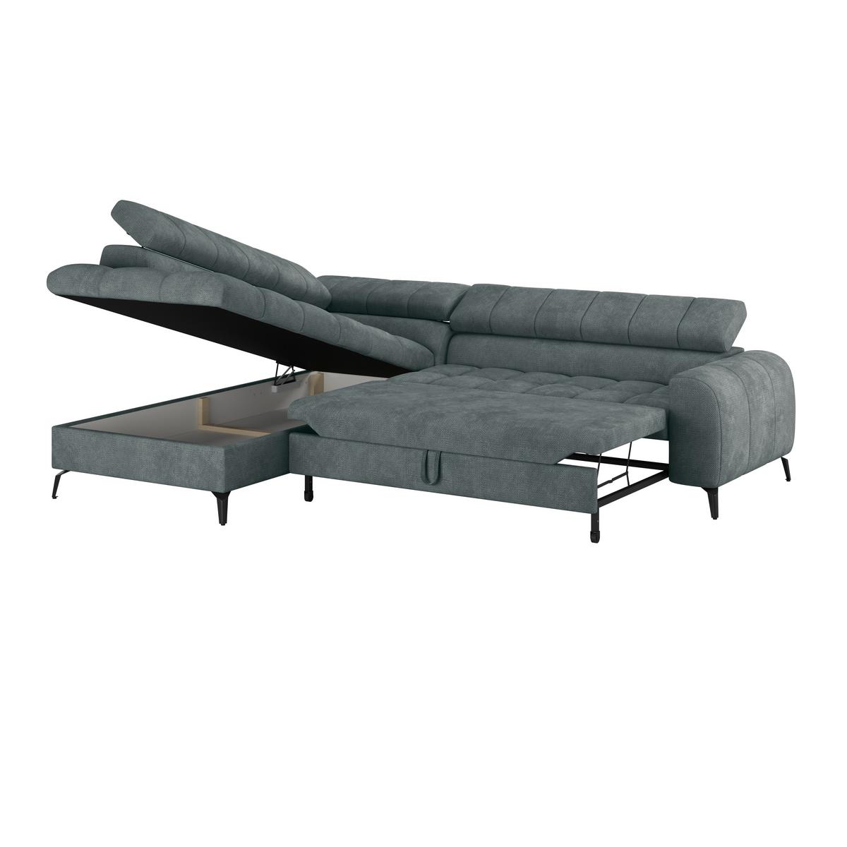 Ecksofa Volf Links New Grau, S: 203x261 cm - Schwarz/Grau, Trend, Kunststoff/Textil (203/261cm)