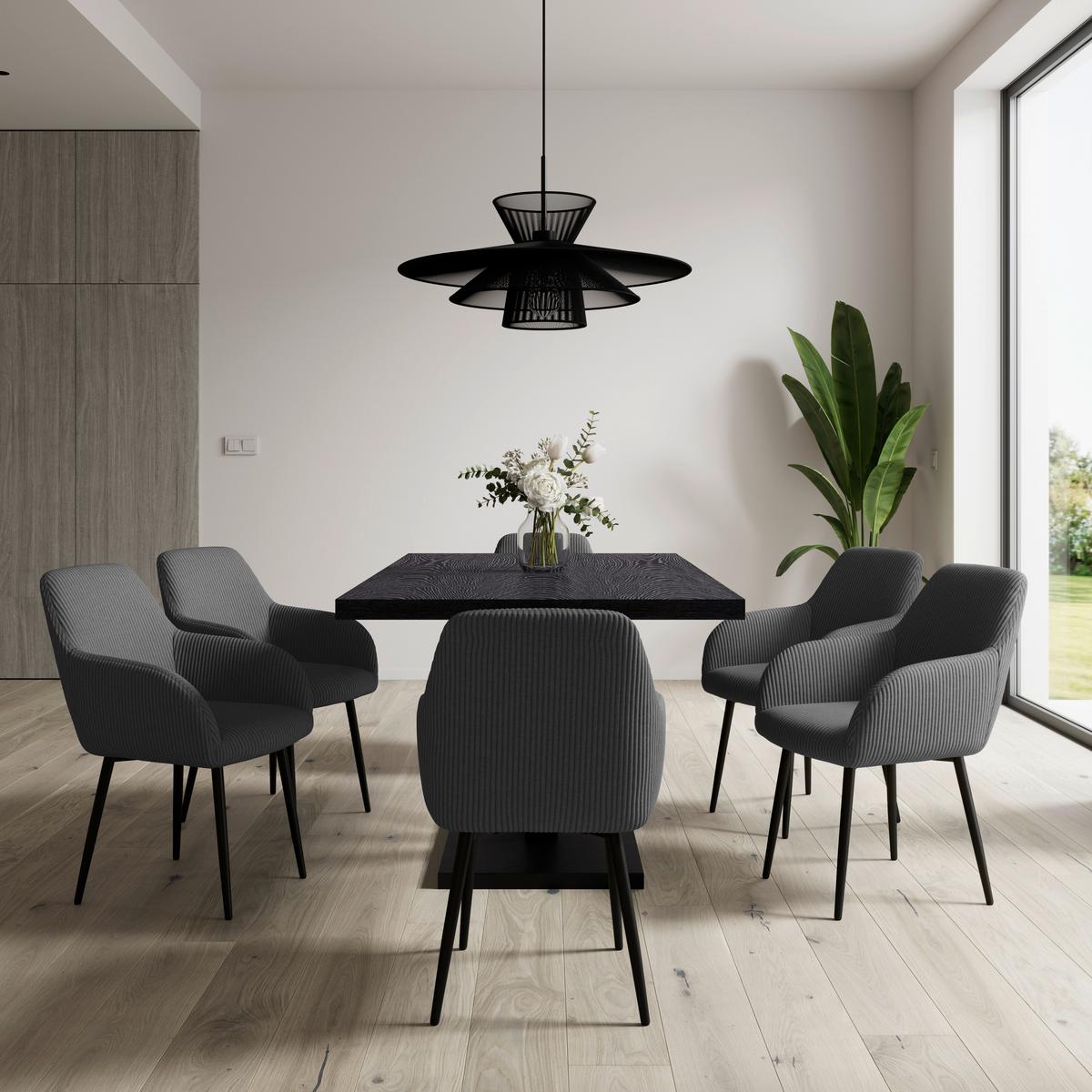 ŽIDLE S PODRUČKAMI ALANI ŠEDÁ - šedá/černá, Moderní, kov/textil (60/58/86cm) - Bessagi Home