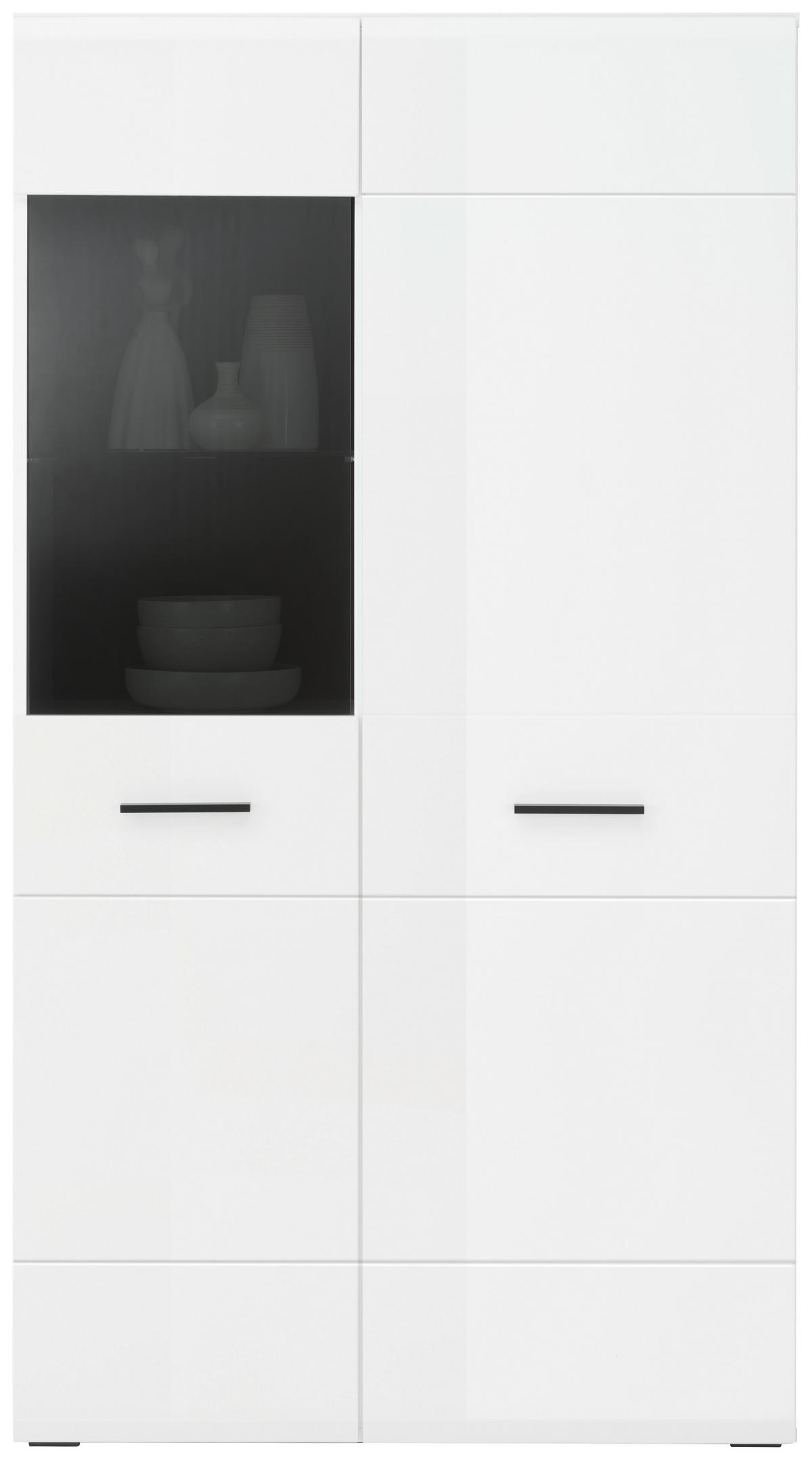 Vitrine Avanti Anthrazit/weiß B: 90 Cm - Anthrazit/Weiß, MODERN, Glas/Holzwerkstoff (90/164/41cm) - Hom`in