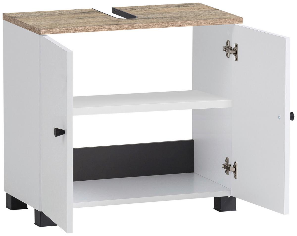 Waschbeckenunterschrank Lugo - Schwarz/Weiß, MODERN, Holzwerkstoff (60/62,4/32,6cm) - MID.YOU