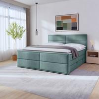 Boxspringbett Mit Bettkasten Palermo 180x200 Blau - Blau/Schwarz, MODERN, Holz/Kunststoff (180/200cm) - MID.YOU