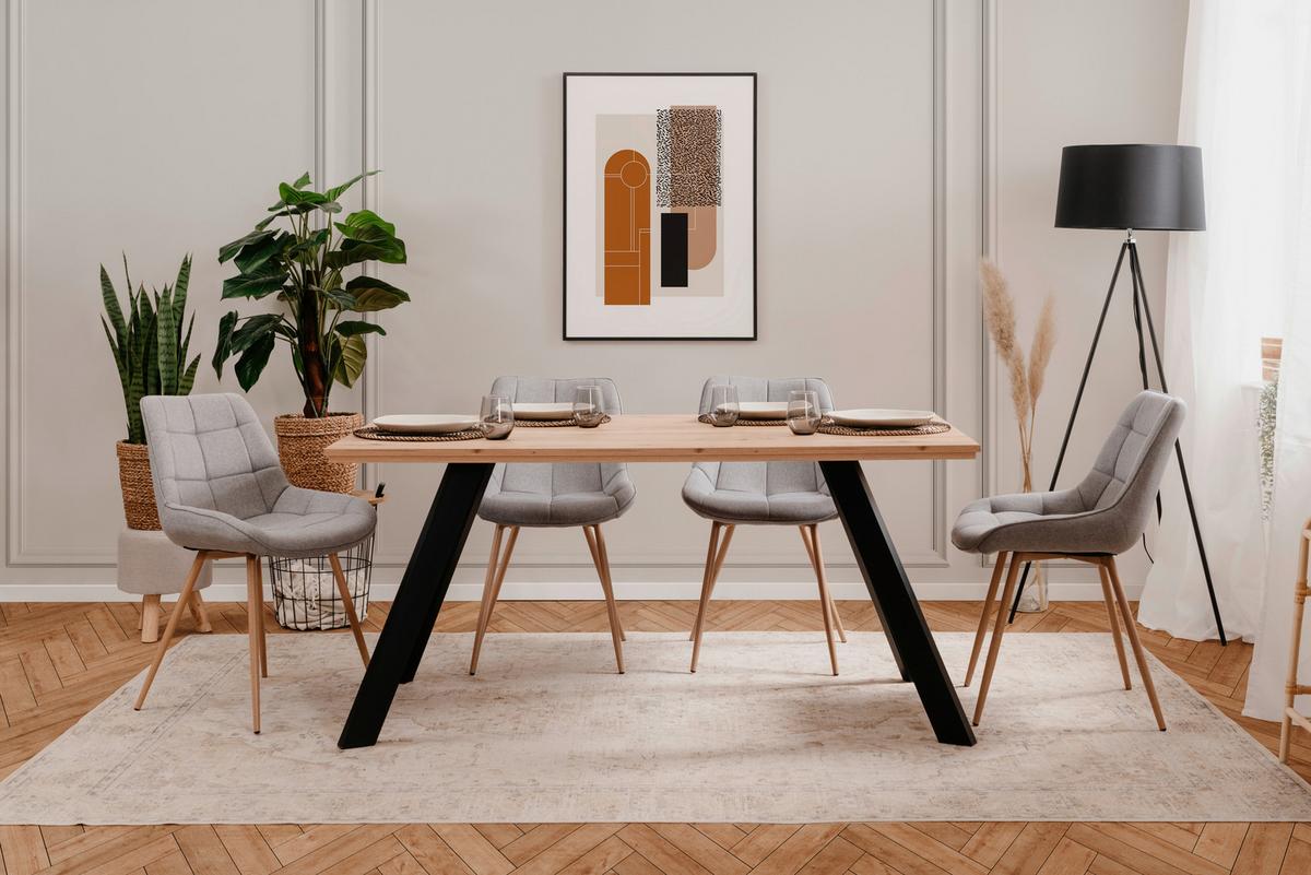 Esstisch Konstanz 160x90x72,5 Cm Eiche Dekor - Schwarz/Eiche Artisan, Basics, Holzwerkstoff/Metall (160/90/72,5cm) - MID.YOU