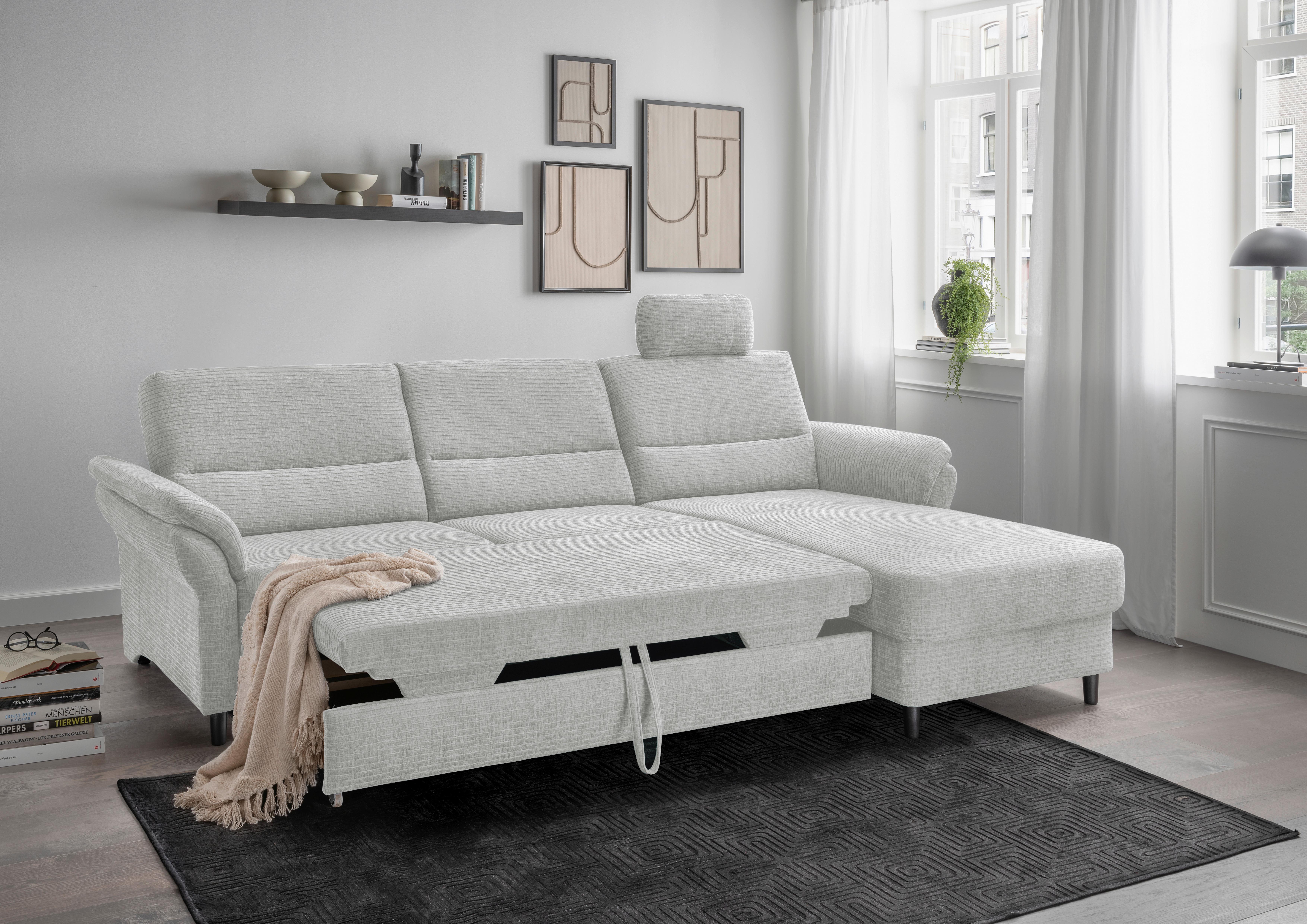 Ecksofa Cavoli, Weiß S: 279x176 cm - Schwarz/Weiß, MODERN, Textil (279/176cm) - Livetastic