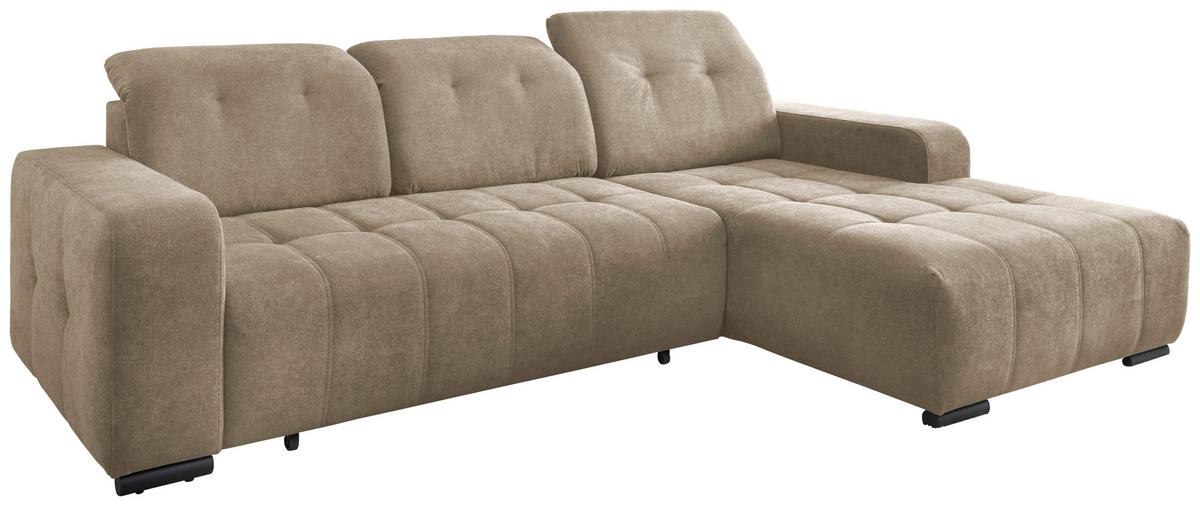 Ecksofa Vicari Hellbraun S: 185x292 Cm - Hellbraun/Schwarz, MODERN, Textil (185/292cm) - Livetastic