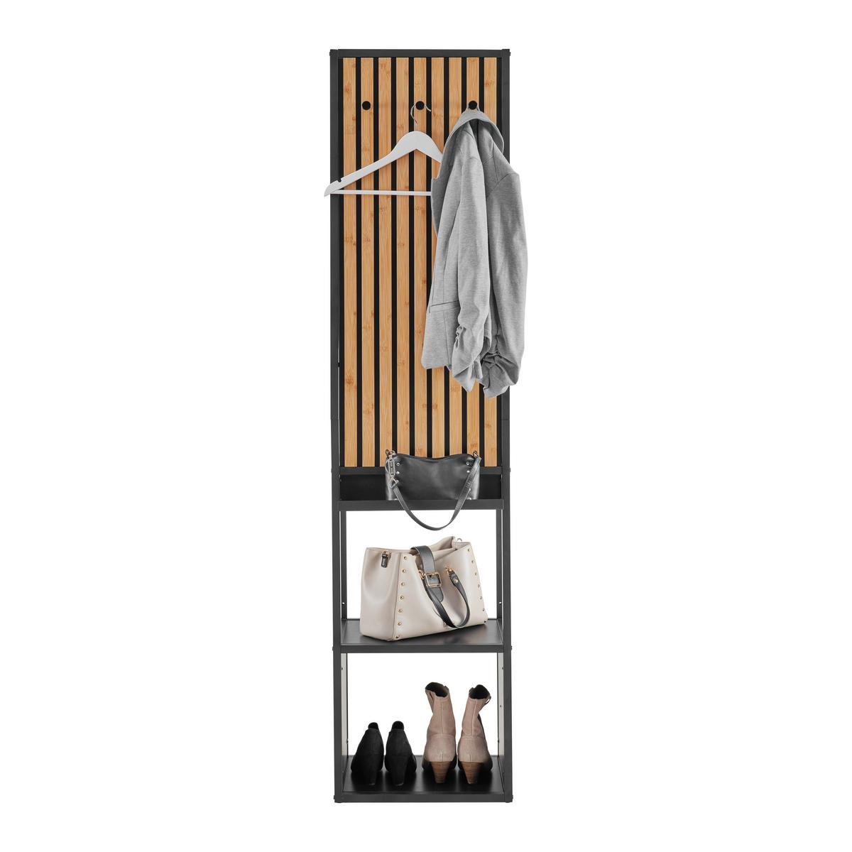 Šatna PANELO -EXKLUSIV- - černá/přírodní barvy, Moderní, kov/kompozitní dřevo (44/186/34cm) - Mömax