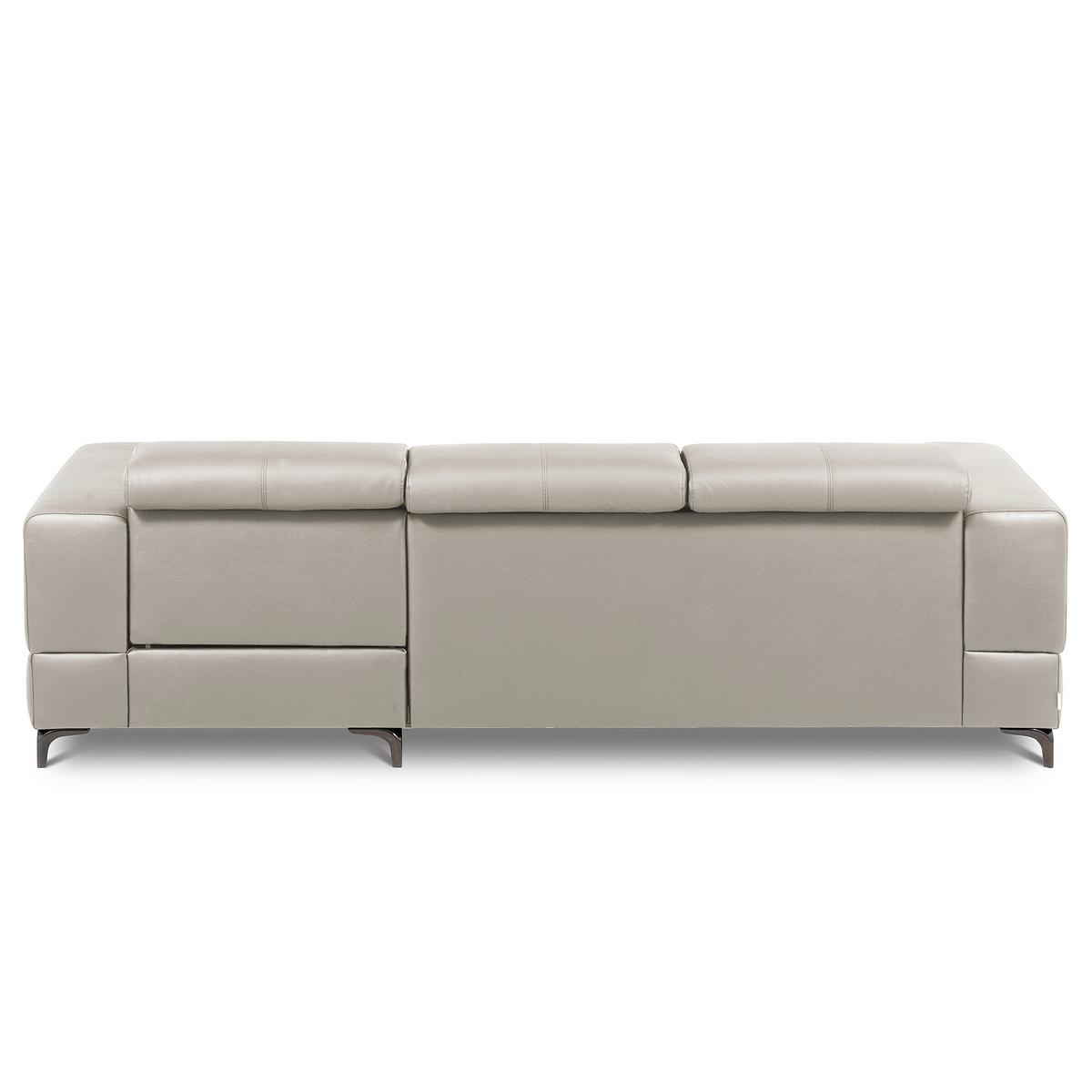 Ecksofa Torino Teilleder Platinfarben 247x173 - Platinfarben/Schwarz, Design, Leder/Textil (247/173cm) - Livetastic