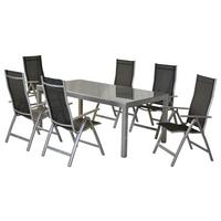 Gartenset Carrara - Silberfarben/Schwarz, MODERN, Textil/Metall - Gardenson