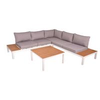 Loungegarnitur Valentina - Eichefarben/Weiß, Basics, Kunststoff/Textil - Gardenson