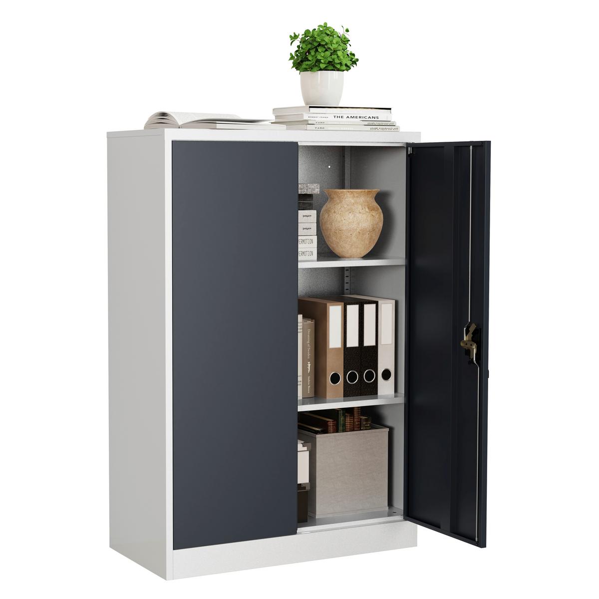 Aktenschrank Malivo Weiß/Anthrazit B: 80cm - Anthrazit/Weiß, KONVENTIONELL, Metall (80/120/40cm) - MID.YOU