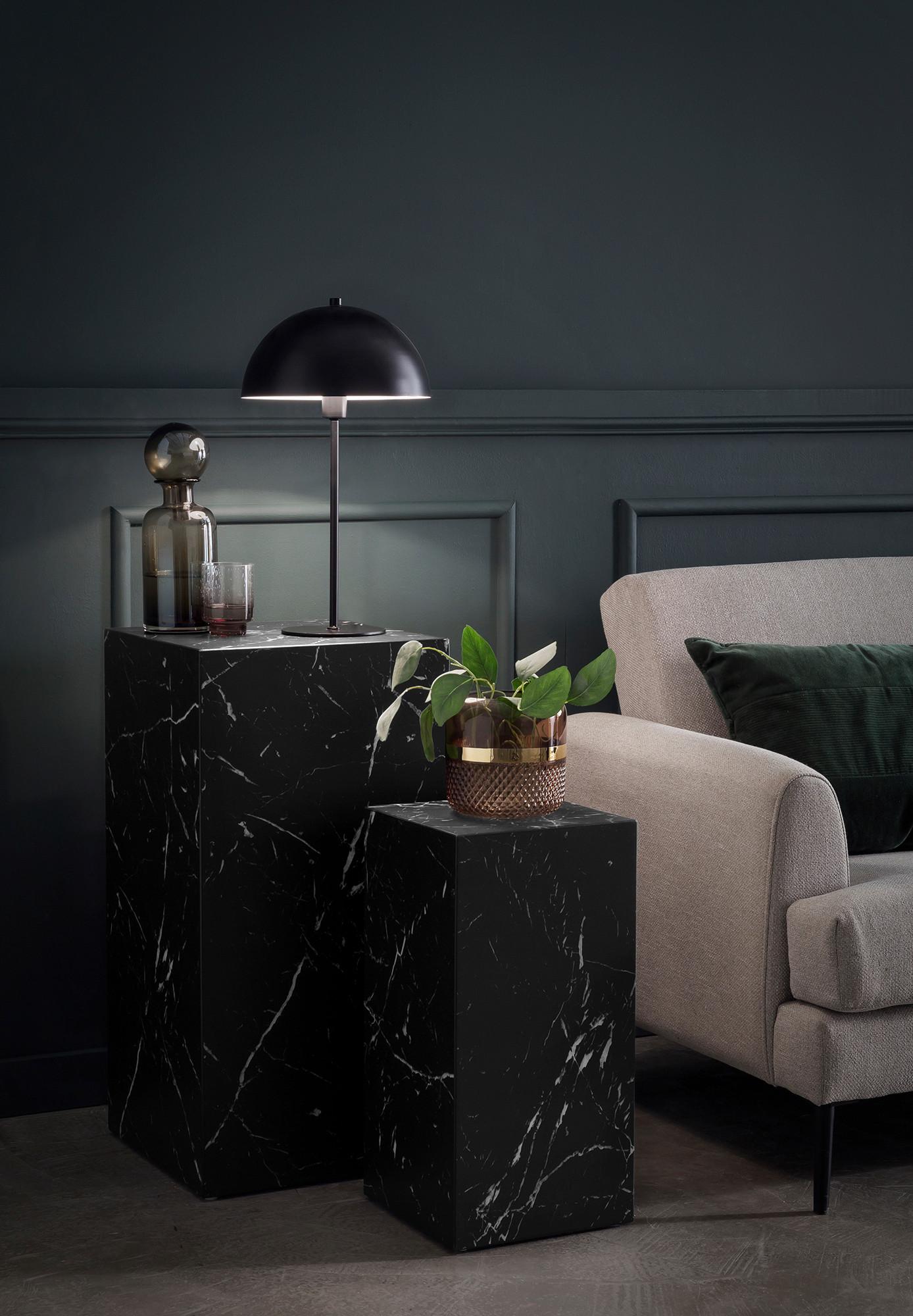 Beistelltischset 2-teilig Schwarz/marmoroptik - Schwarz, Design, Holzwerkstoff (35-25/35-25/70-50cm) - Livetastic