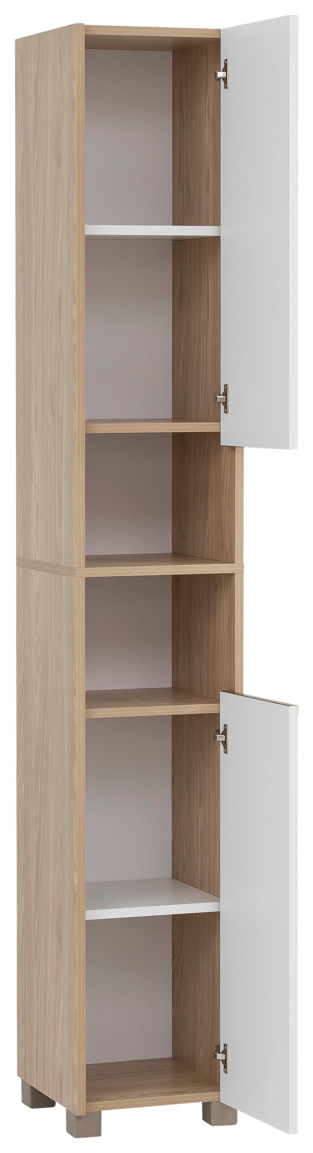 Hochschrank Juba H 300 - Eichefarben/Weiß, MODERN, Holzwerkstoff (30,3/186,5/33,1cm) - MID.YOU