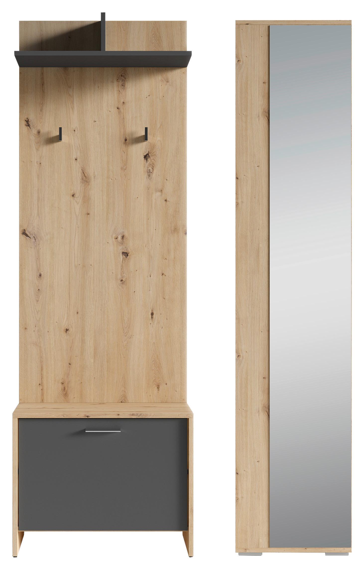 Garderobe Ben Eiche Artisan Anthrazit B: 40 cm
