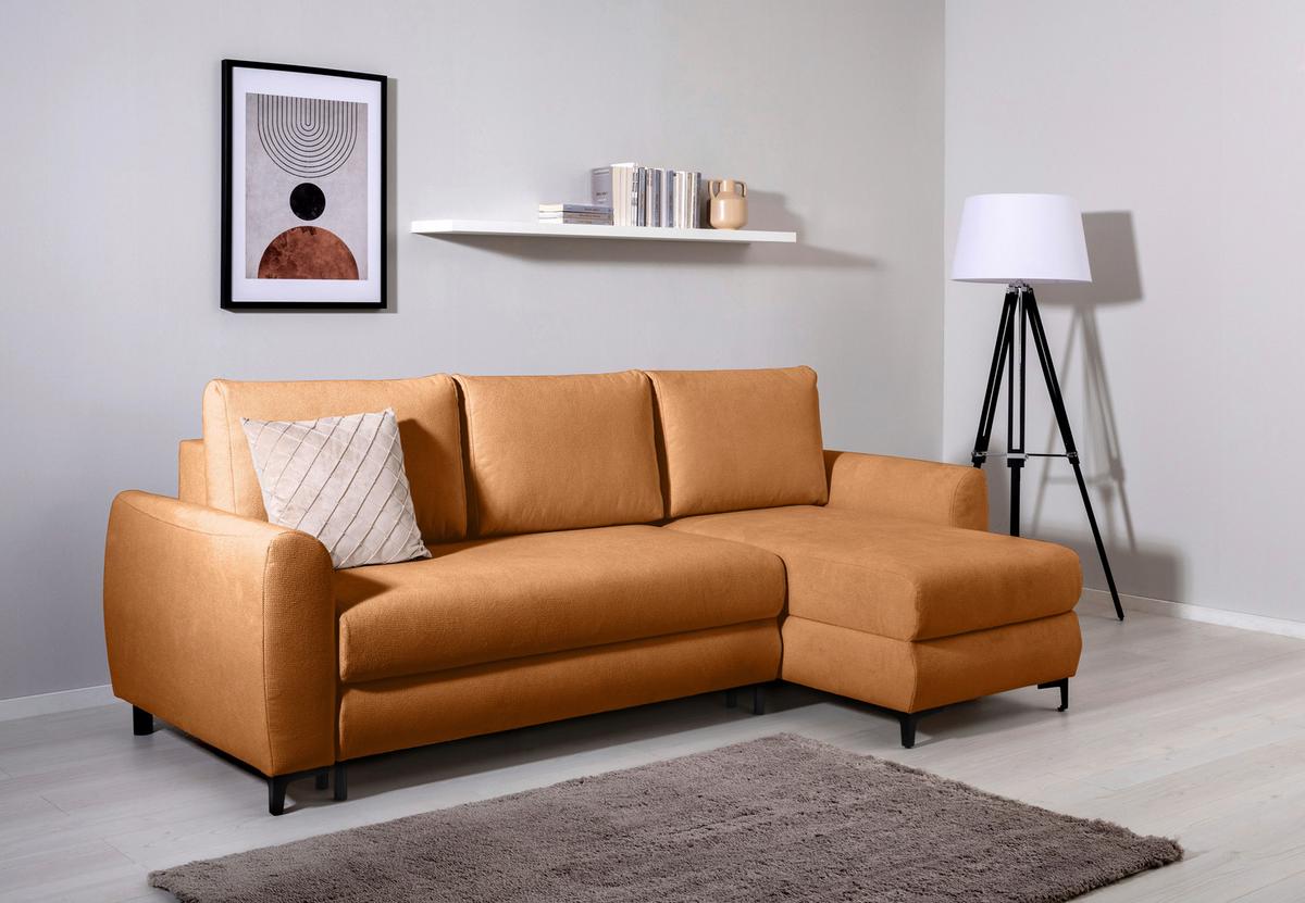 Ecksofa Moli, Rostfarben S: 236x148 cm - Rostfarben/Schwarz, Design, Textil (236/148cm) - MID.YOU