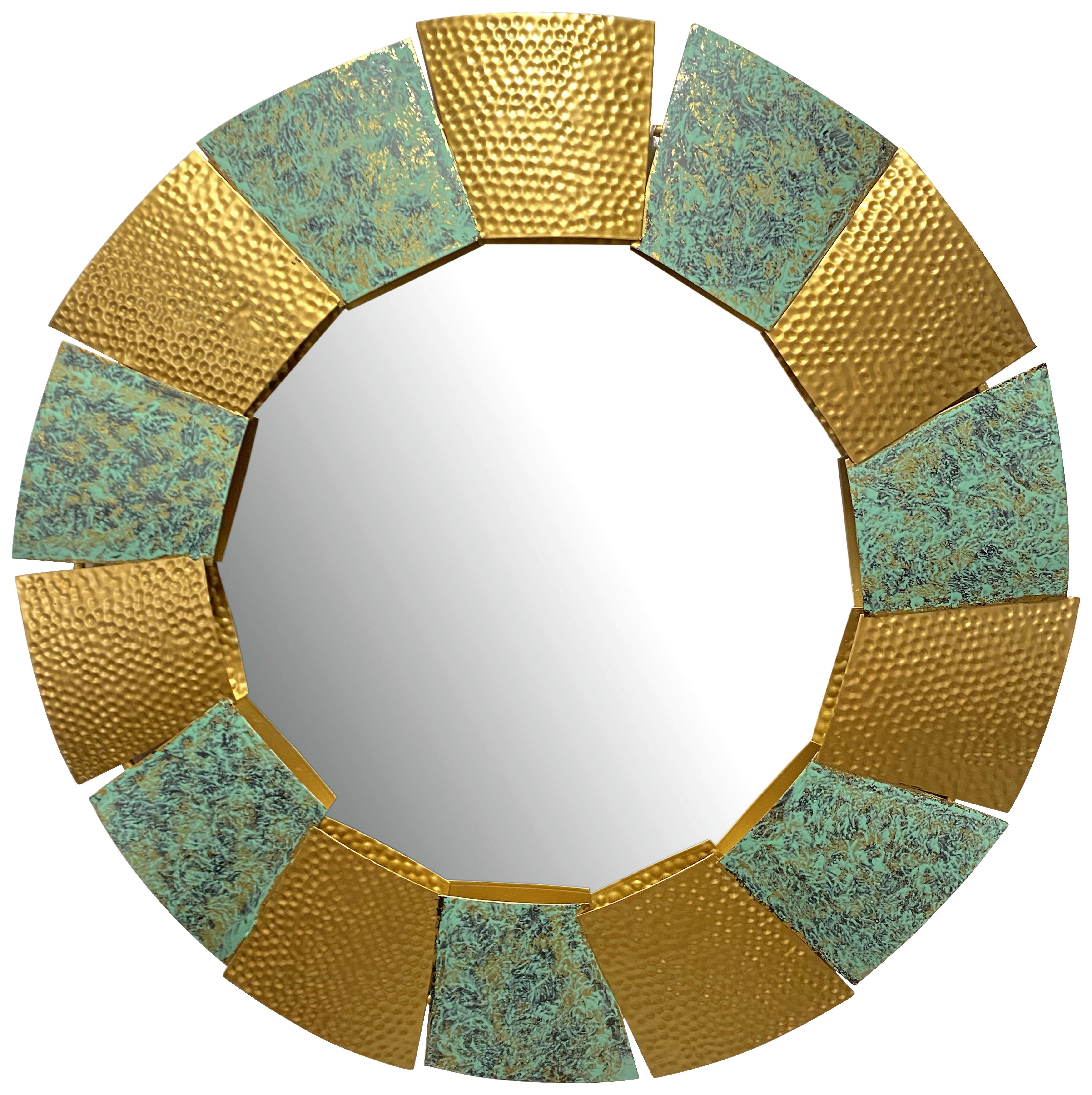 Wandspiegel Grün, Goldfarben B: 63 cm - Goldfarben/Grün, Design, Glas/Metall (63/63/4cm) - MID.YOU