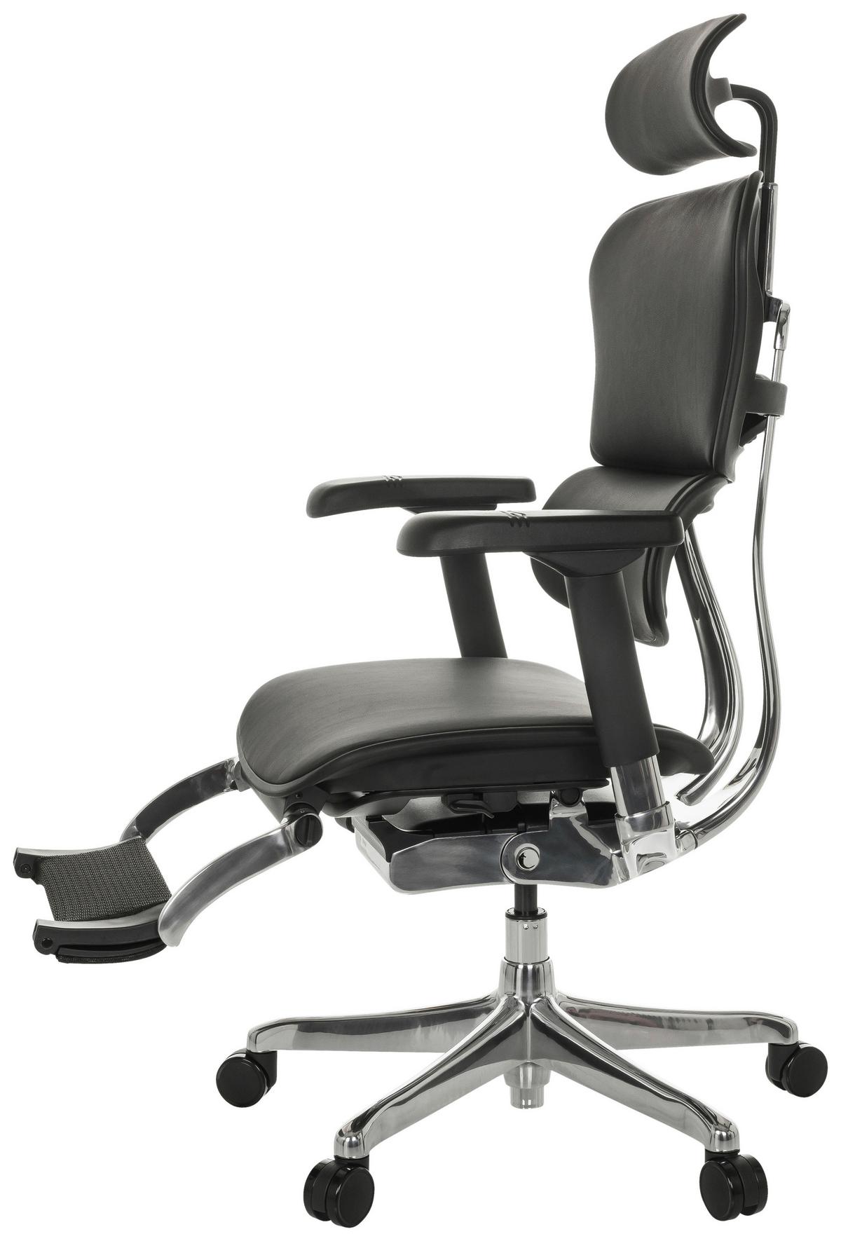 Drehstuhl Ergohuman Plus Schwarz B: 76 cm - Schwarz, MODERN, Leder/Kunststoff (76/119 - 138/64cm) - MID.YOU