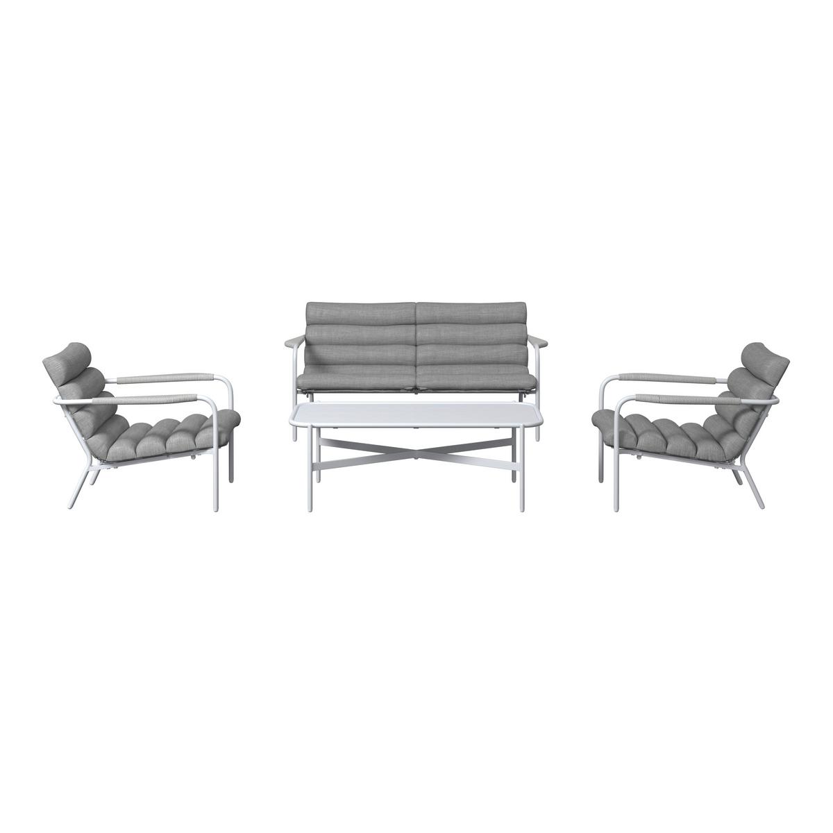 LOUNGEGARNITUR VISBY - Hellgrau/Weiß, MODERN, Textil/Metall (138/73/82.5cm) - Beldano