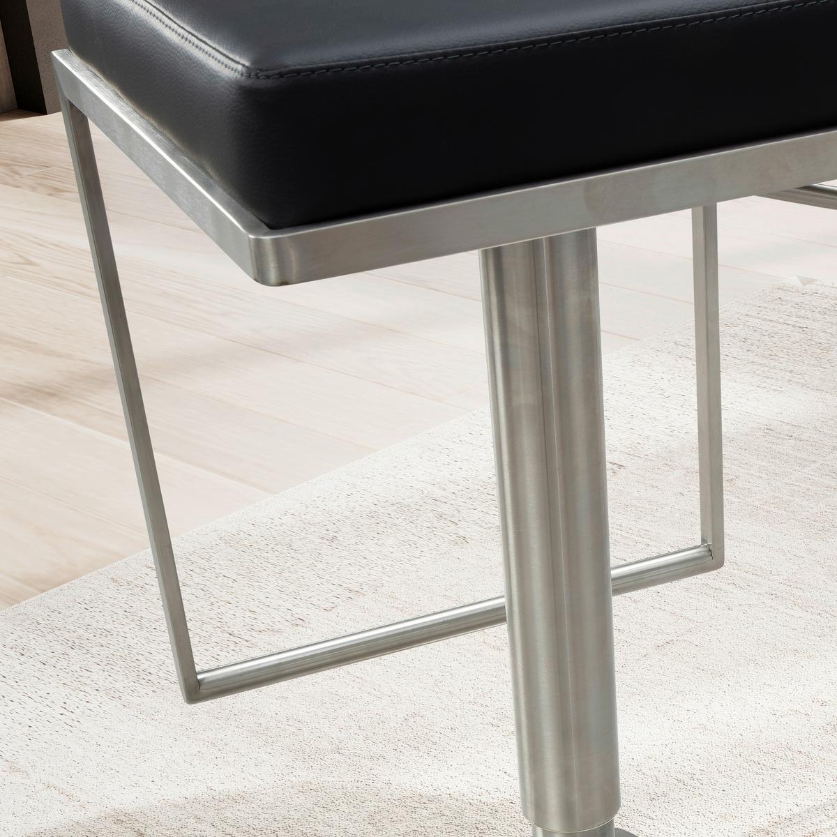 Barhocker Schwarz/Silberfarben - Silberfarben/Schwarz, Design, Textil/Metall (38/91/39cm) - MID.YOU