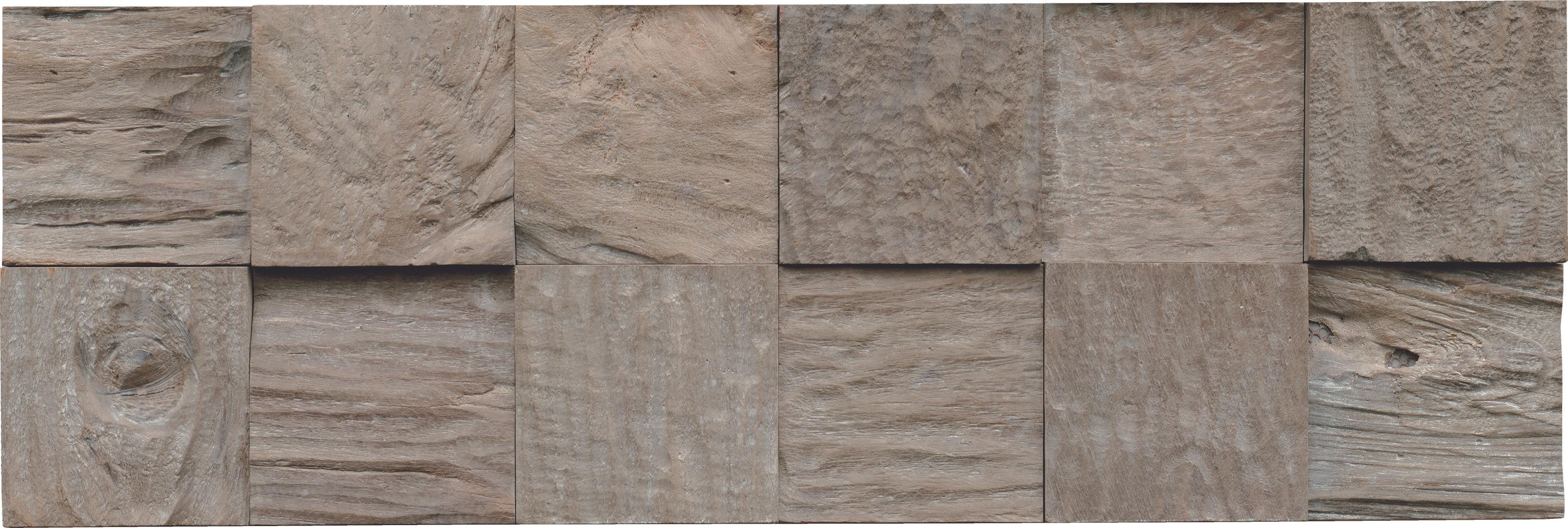 Wandverkleidung Teak Classic Cube Java - Grau, Basics, Holz (55.2/18.4/2cm)