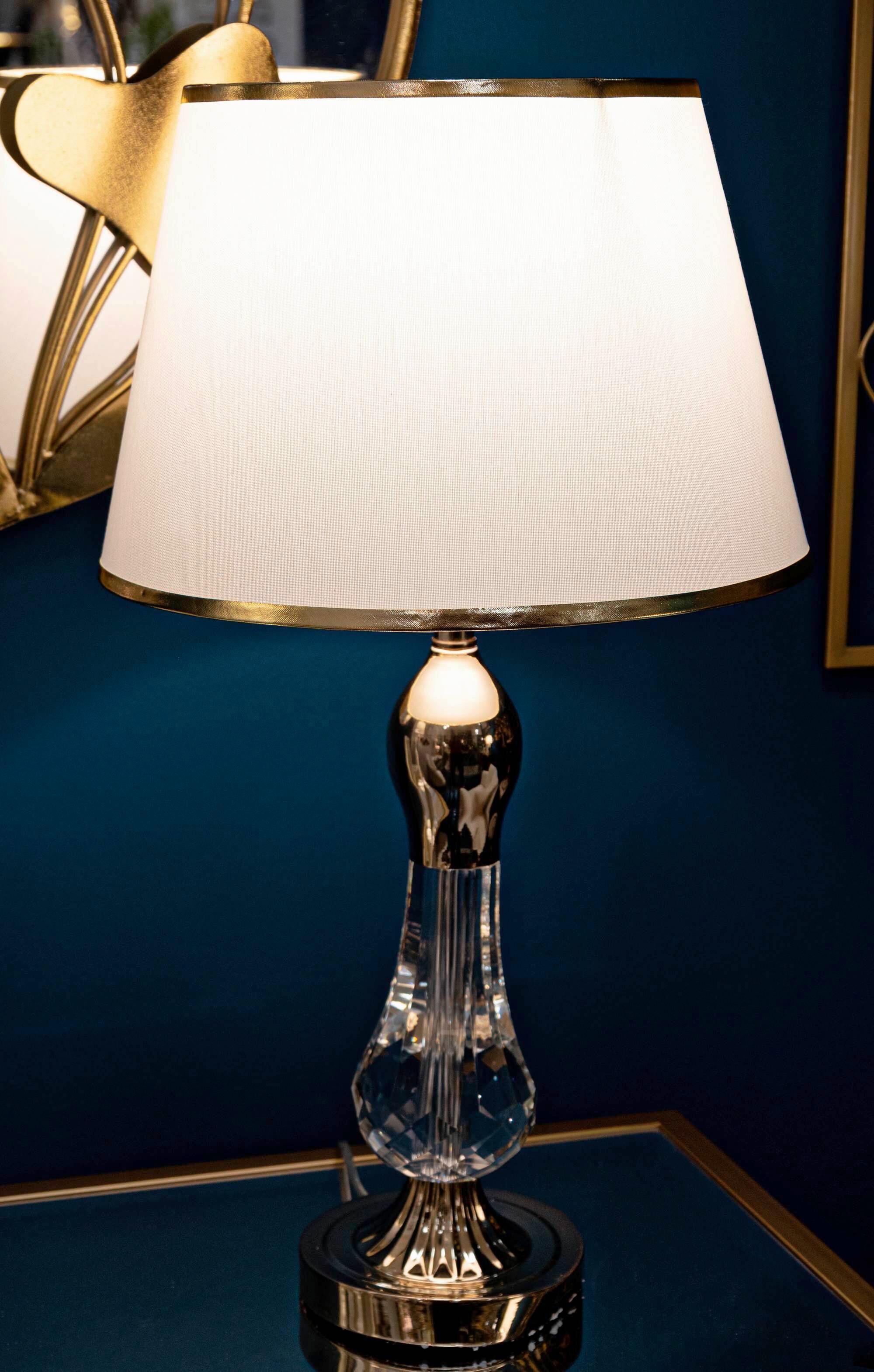Tischleuchte Bratislawa Goldfarben B: 33 cm - Goldfarben, Basics, Glas/Textil (33/59/33cm)