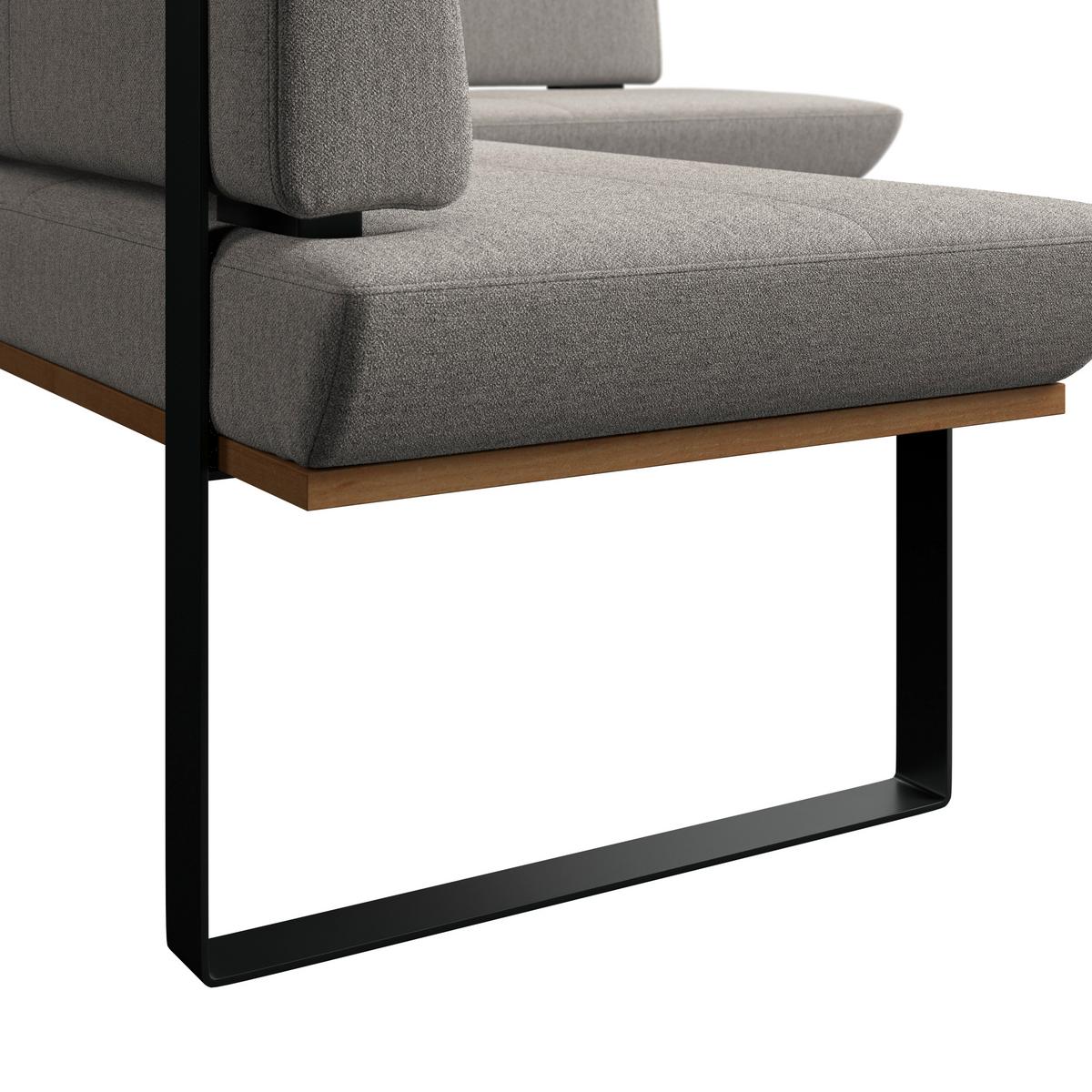 Eckbank Tristan Webstoff hellgrau,S:245x195cm - Hellgrau/Schwarz, MODERN, Holz/Textil (245/195cm) - James Wood