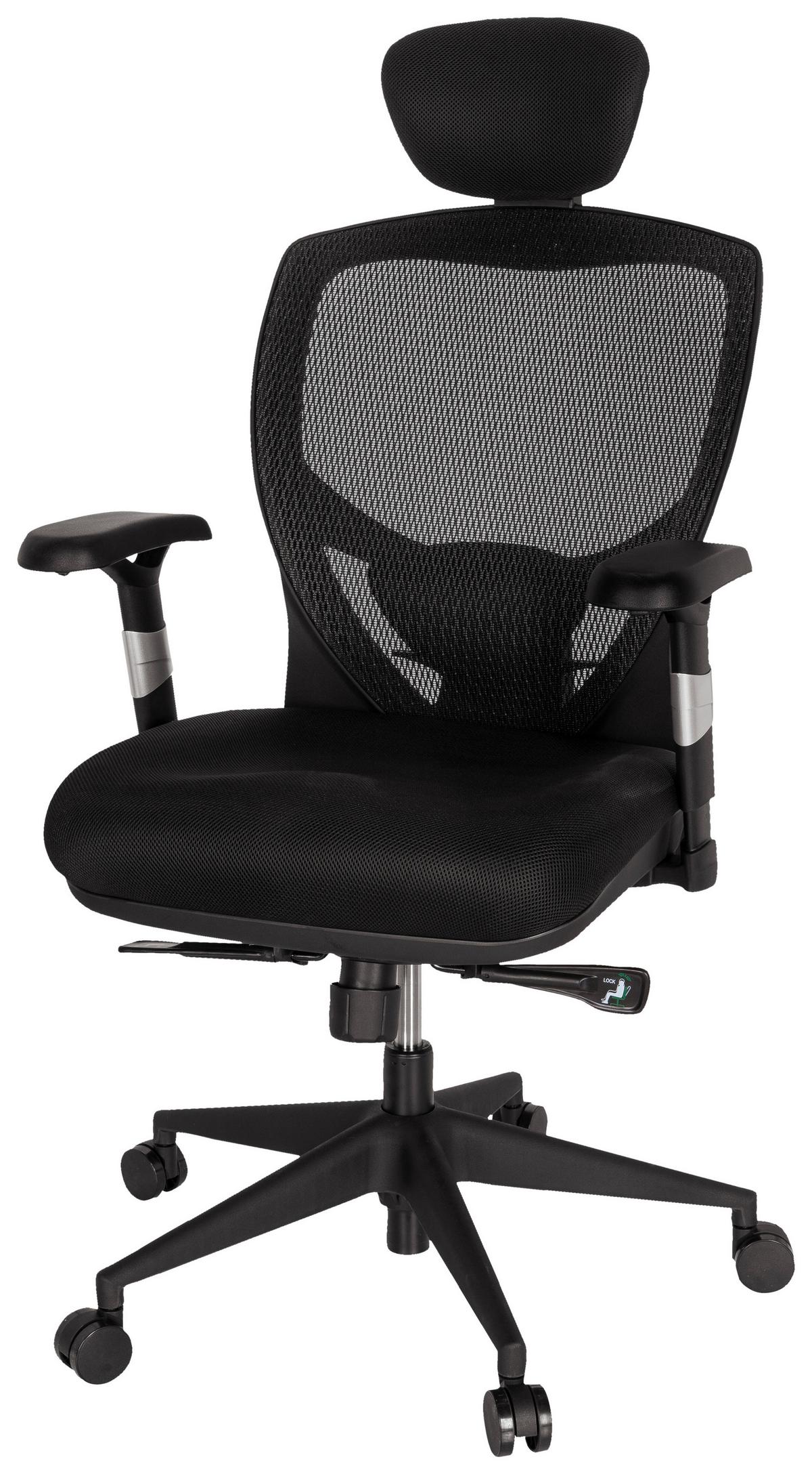 Bürostuhl Venus Base Schwarz Bis 120 Kg - Schwarz, Basics, Kunststoff/Textil (66/117/65cm) - MID.YOU