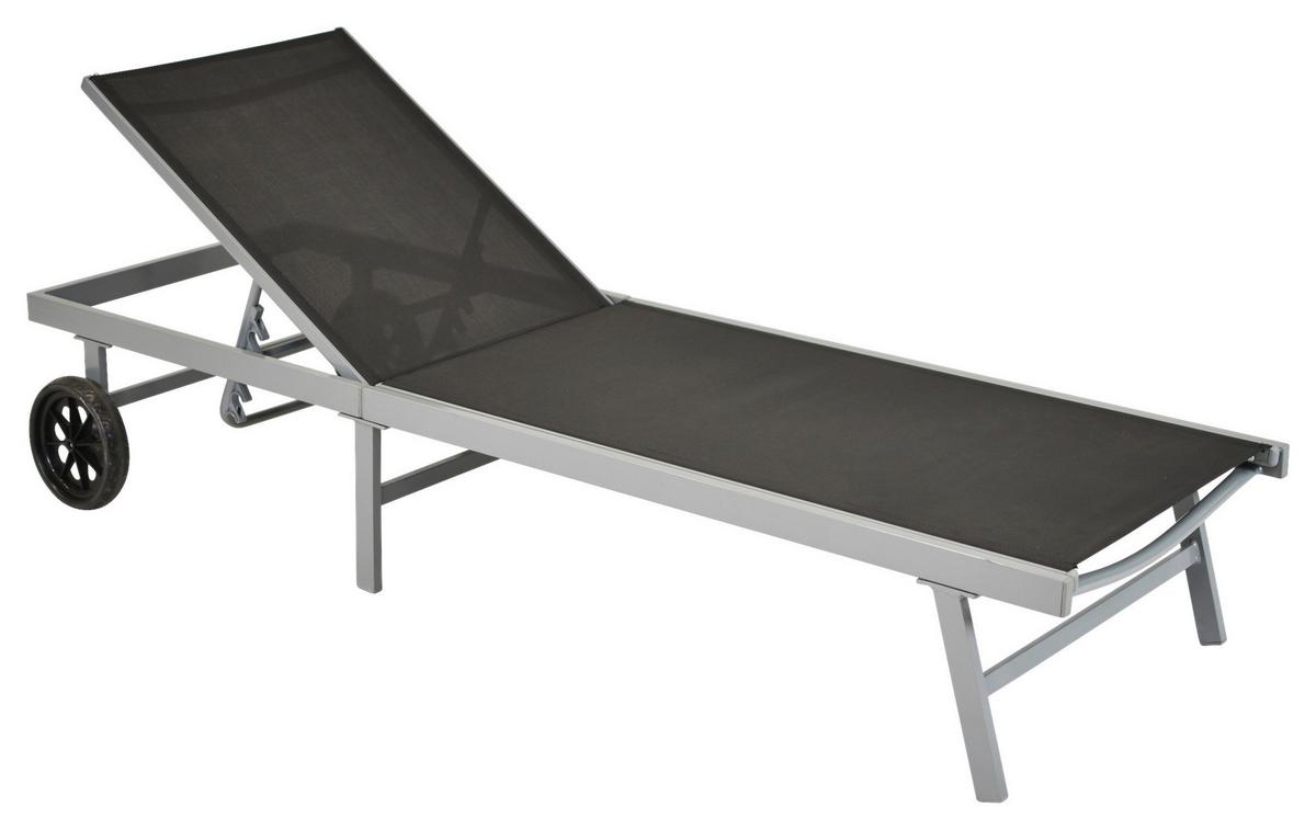 Sonnenliege Tessin Metall/kunststoff Mit Rollen - Silberfarben/Grau, MODERN, Kunststoff/Metall (201/98/65cm) - Gardenson