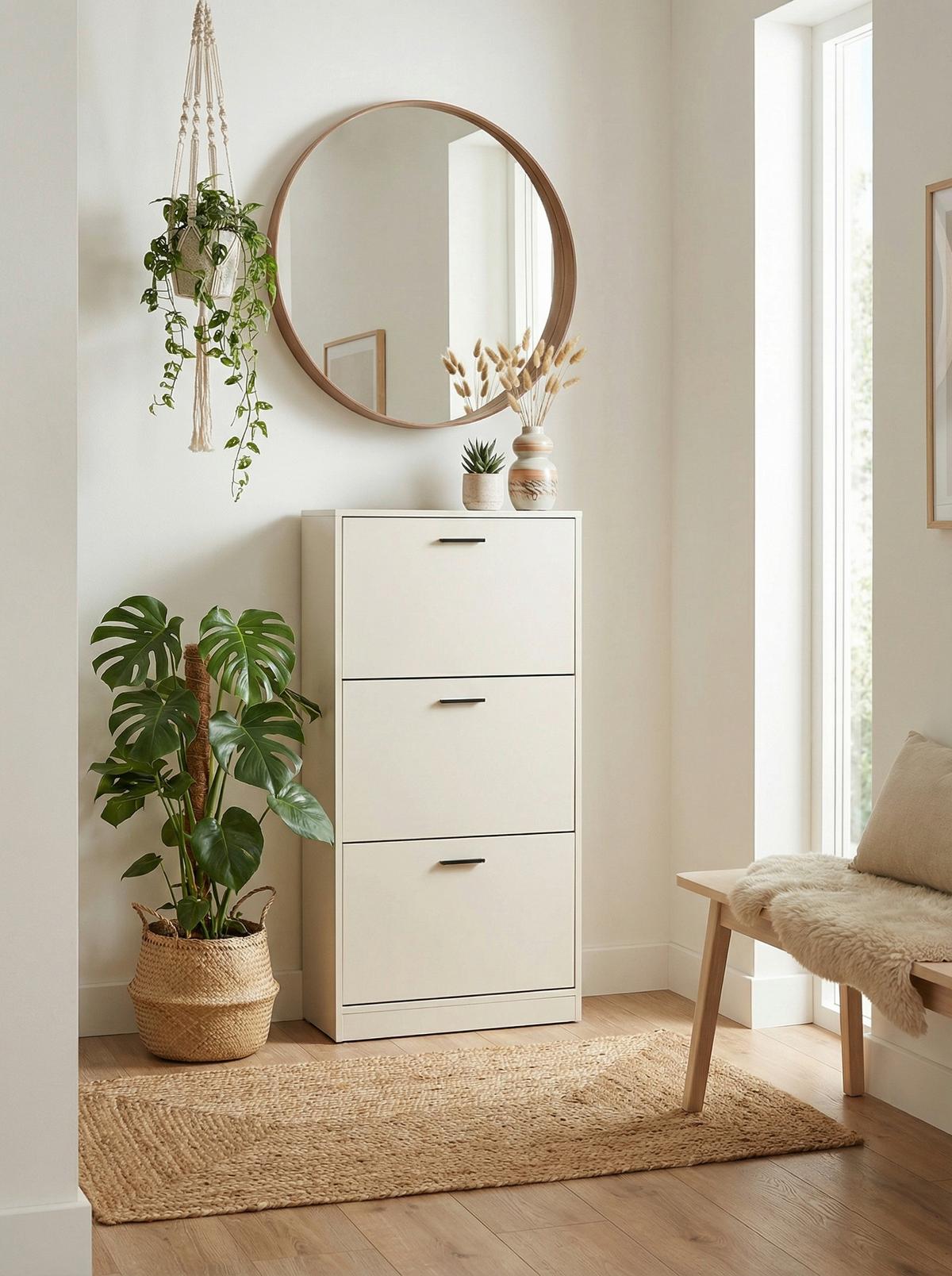 Schuhkipper Zwolle Beige B: 60 cm - Beige, Trend, Holzwerkstoff (60/117/24cm)