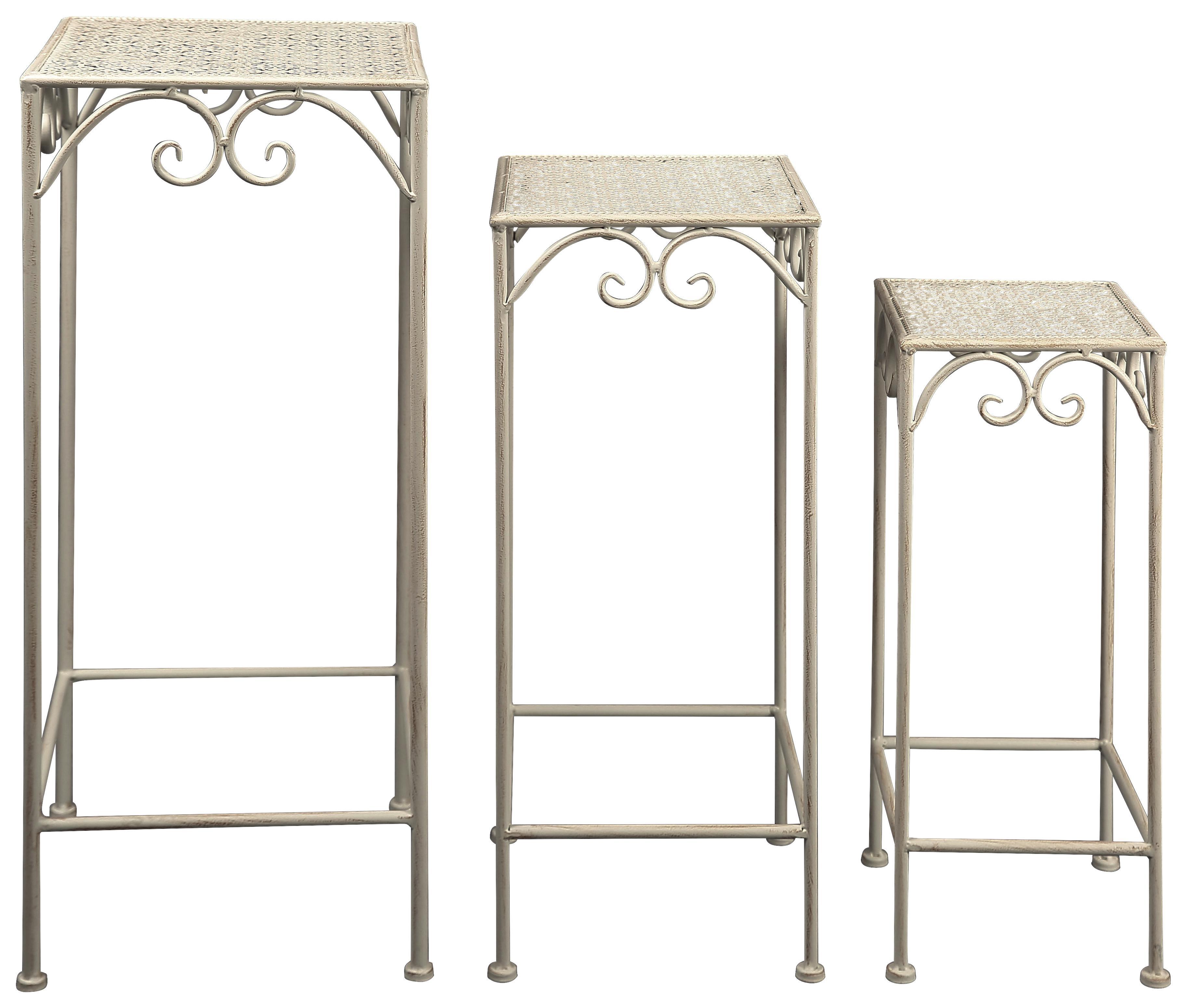 Virágtartó Asztal Szett Nadim 3 - Fehér, modern, Fém (30/25/20/70/60/50/30/25/20cm)