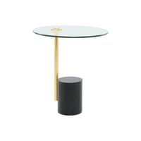 Beistelltisch mit Glasplatte Rund Rosario, Gold/Schwarz - Goldfarben/Schwarz, MODERN, Glas/Stein (44/44/50cm) - Kayoom