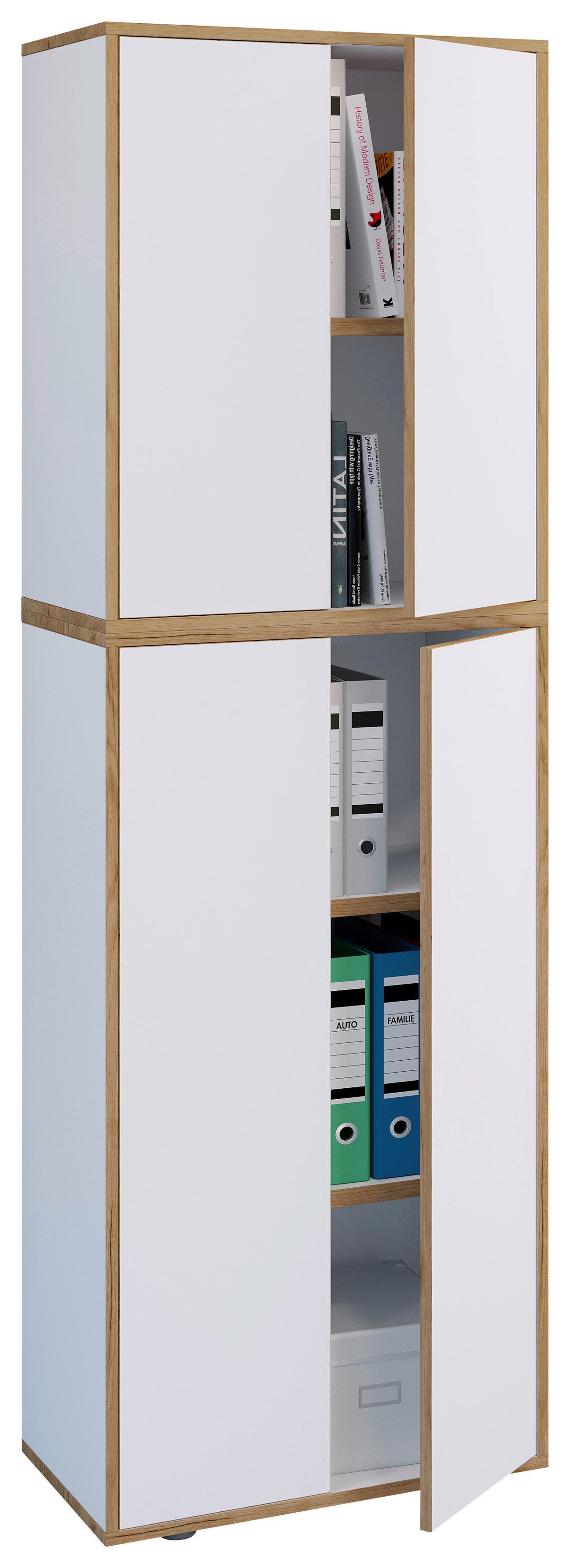 Aktenschrank Salia Weiß, Honigeiche B: 60 cm - Honigeiche/Weiß, Design, Holzwerkstoff (60/183/33cm) - MID.YOU