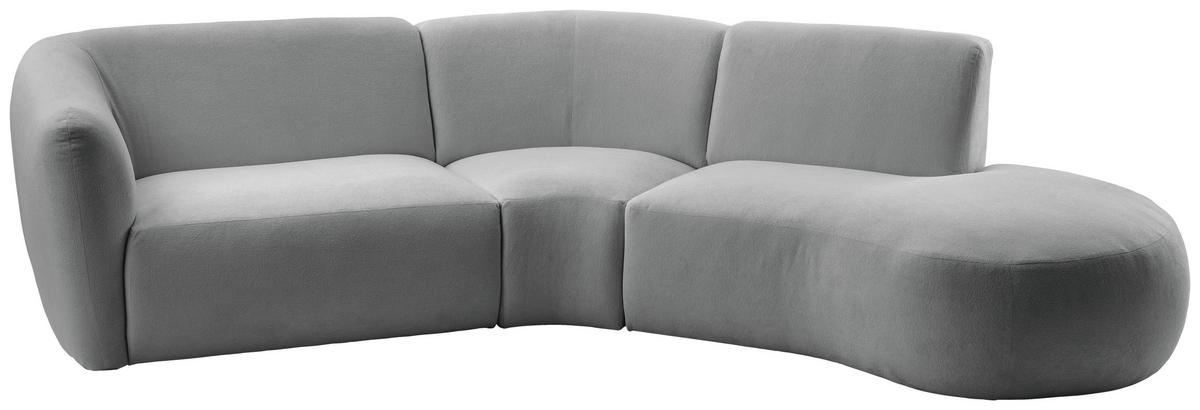 Ecksofa Jesi Silberfarben S: 276x182 Cm - Silberfarben/Schwarz, MODERN, Textil (276/182cm) - Livetastic