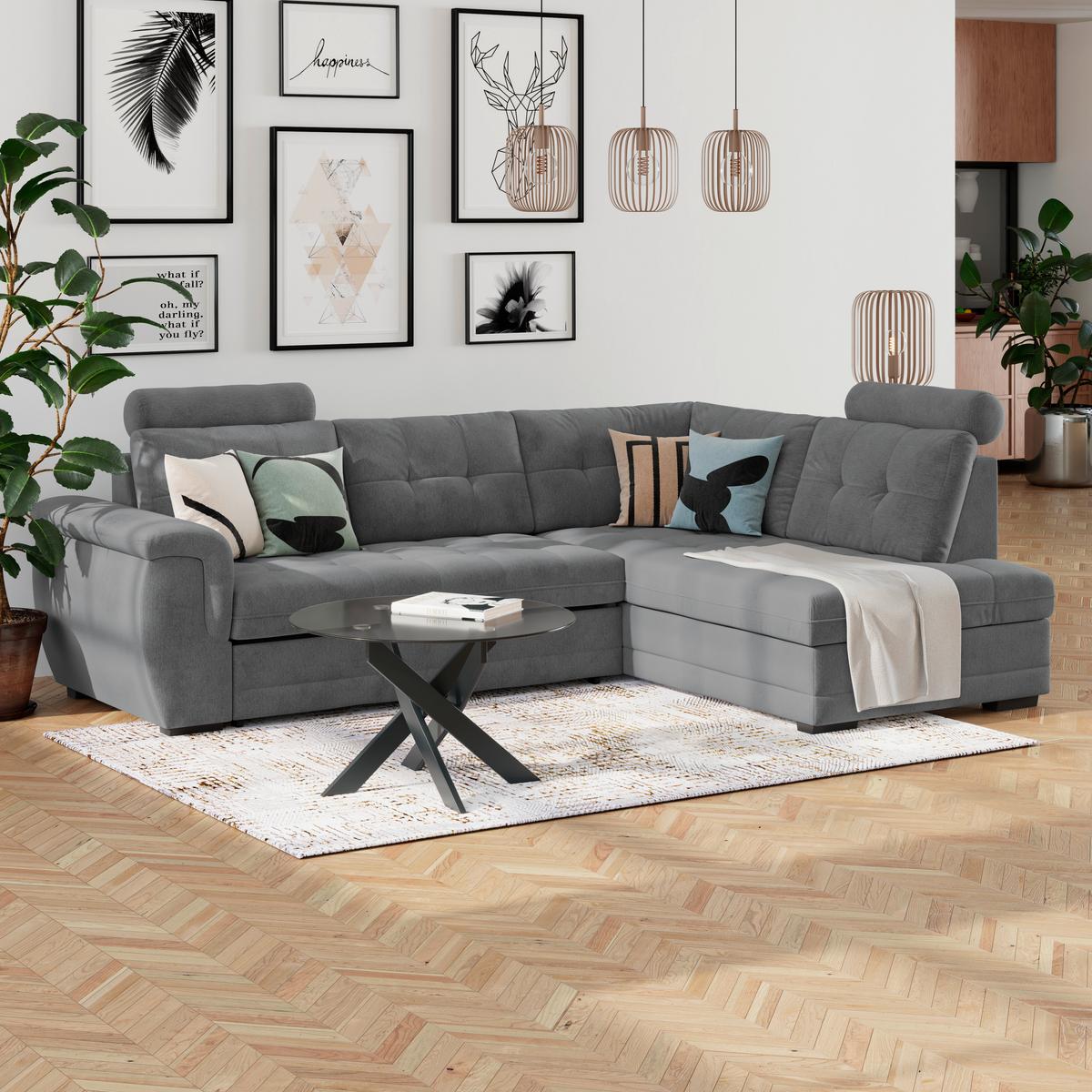 Ecksofa mit Schlaffunktion Falco new Anthrazit 183x251 cm - Anthrazit/Schwarz, KONVENTIONELL, Textil (183/251cm) - Ondega