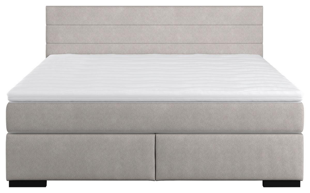 Boxspringbett mit Topper 180x200 cm Mammut,silberfarben - Silberfarben/Schwarz, KONVENTIONELL, Holz/Holzwerkstoff (180/200cm) - MID.YOU