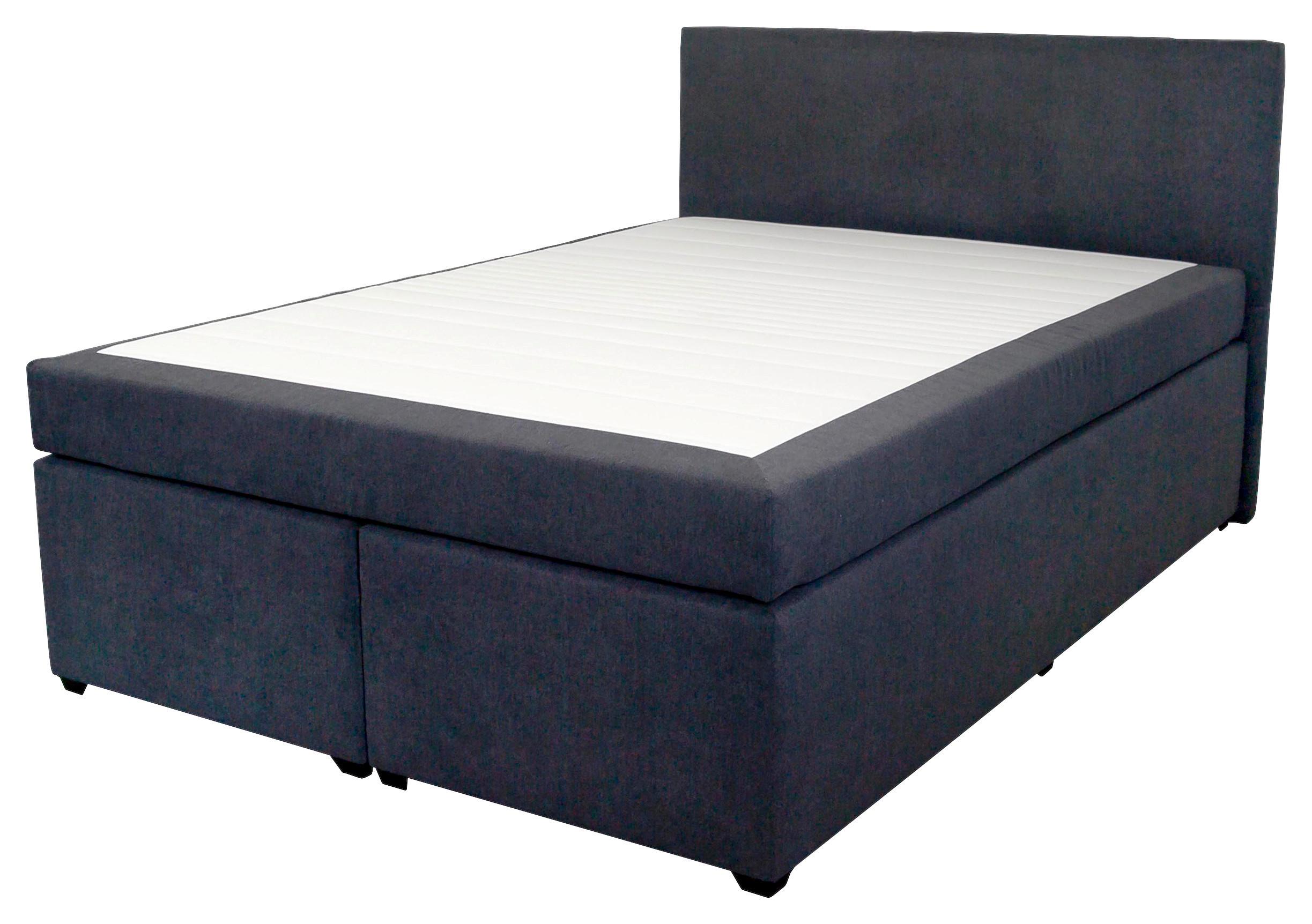 Boxspringbett Mit Topper 140x200 Cm Besa Graphit - Anthrazit/Schwarz, Basics, Textil (140/200cm)