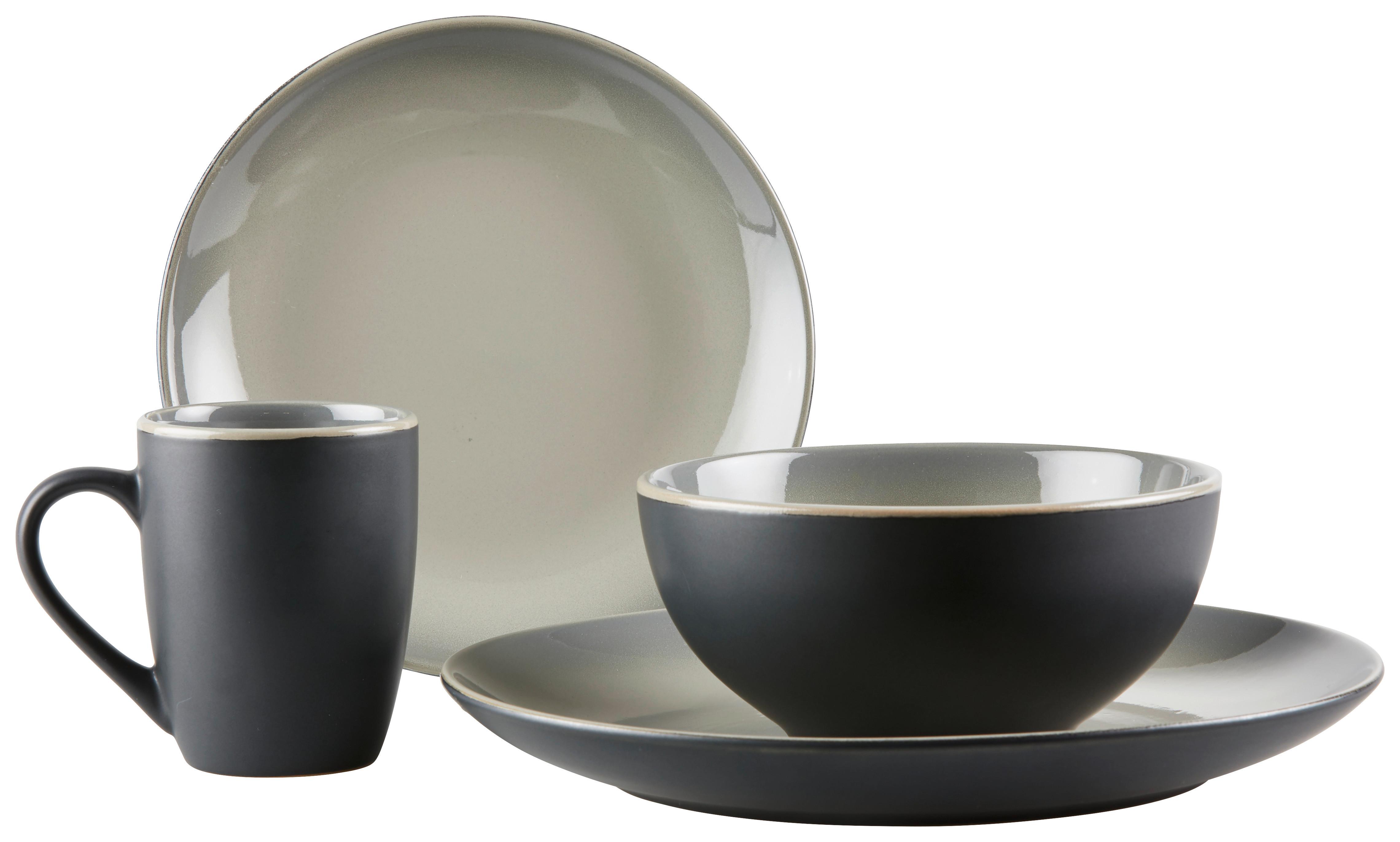 Kombinovaný Servis Micha, 16-Dielny - čierna/sivá, Moderný, keramika (27/30/29cm) - Premium Living