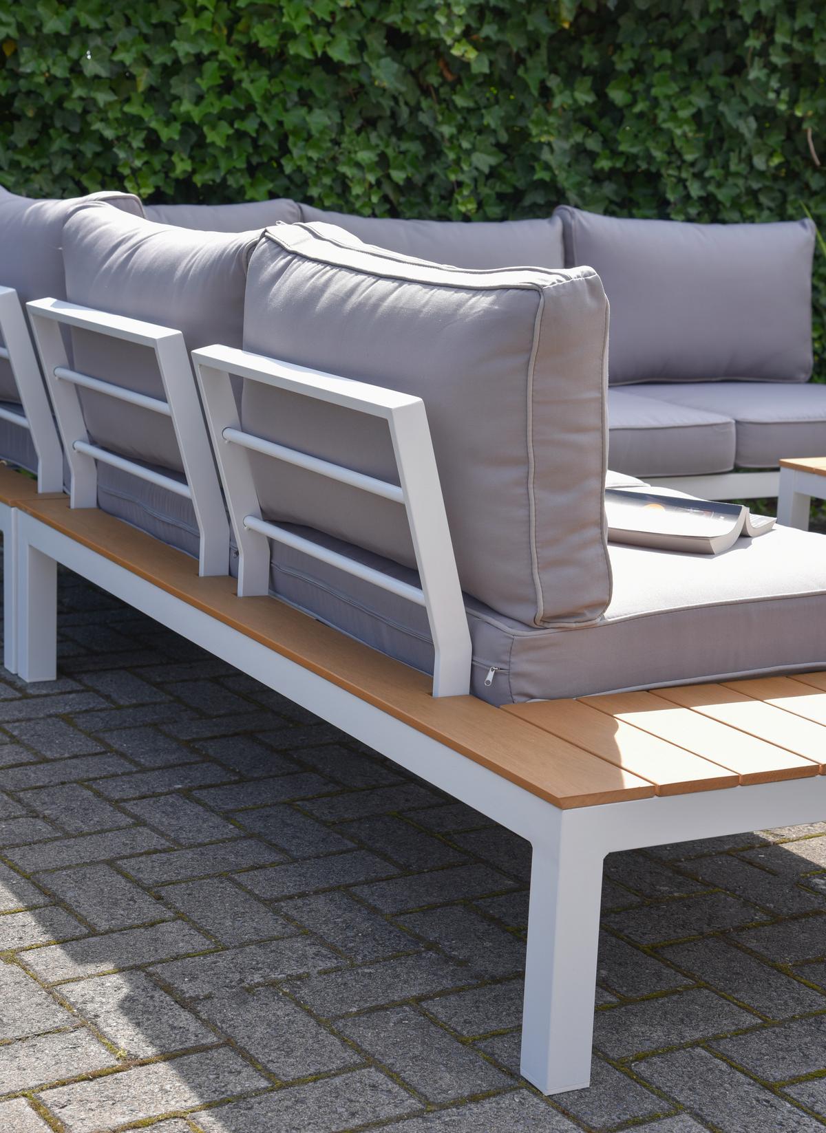 Loungegarnitur Valentina - Eichefarben/Weiß, Basics, Kunststoff/Textil - Gardenson