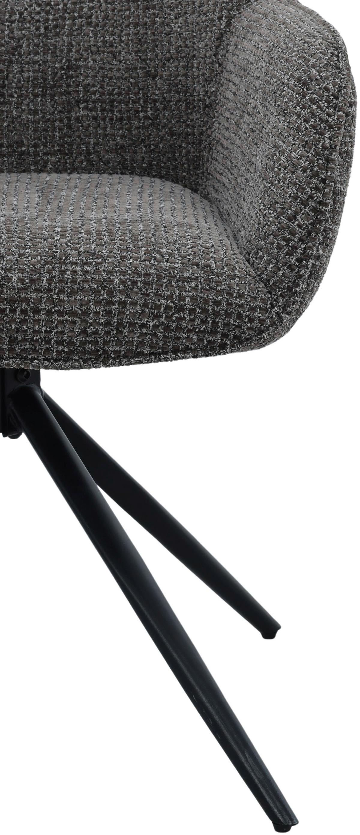 Armlehnstuhl Vittoria Braun/Schwarz B: 60 cm - Schwarz/Braun, MODERN, Textil/Metall (60/85/62cm) - Livetastic