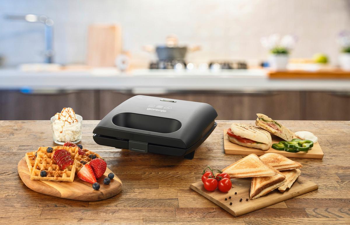 Minigrill 2-in-1 Sm703gcb Schwarz - Schwarz, Basics, Kunststoff/Metall (22,8/9,5/22,7cm) - Gorenje