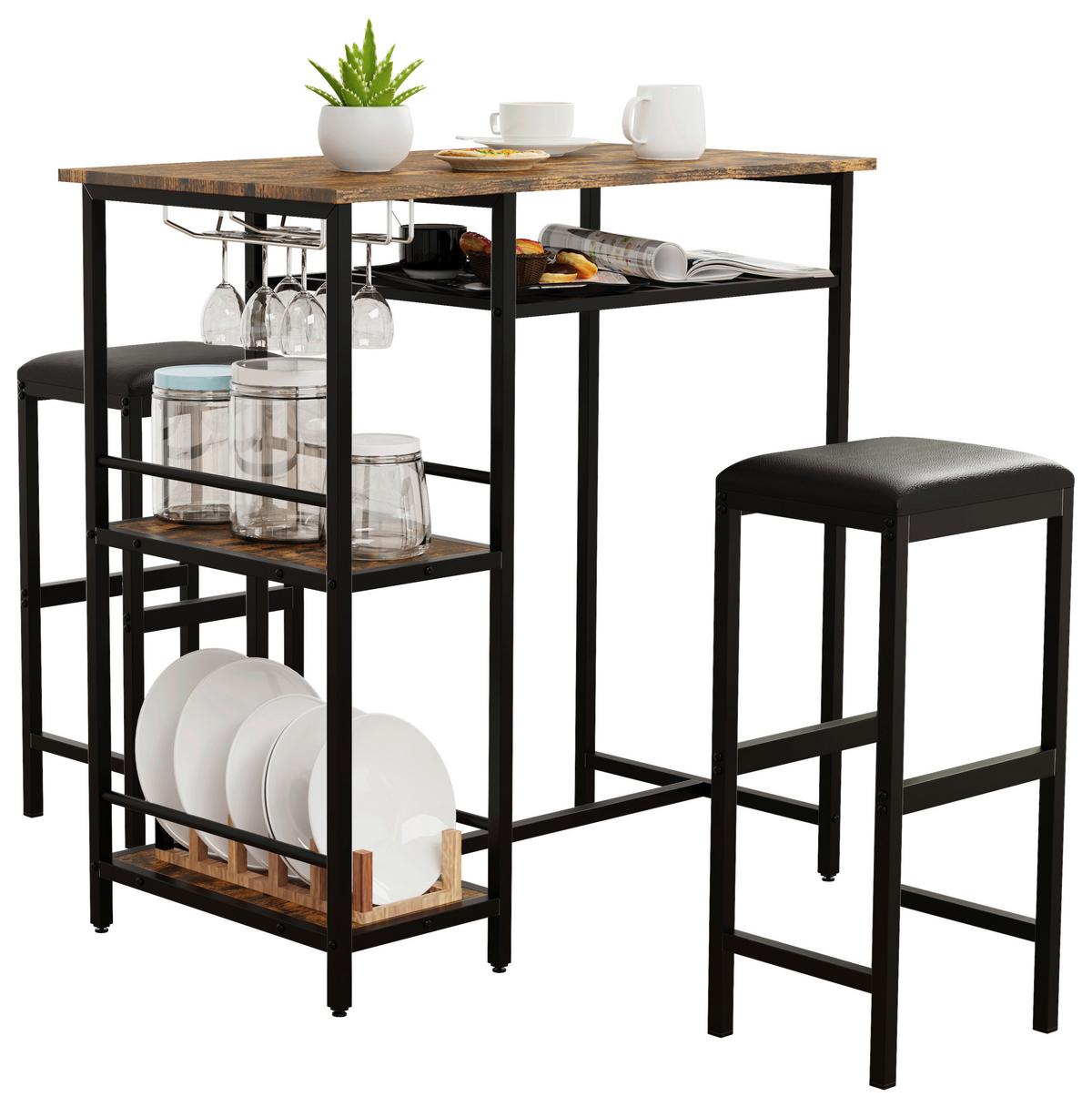 Bartisch Kolari Schwarz/Eichefarben - Eichefarben/Schwarz, Design, Holzwerkstoff/Metall (90/50/93cm) - MID.YOU