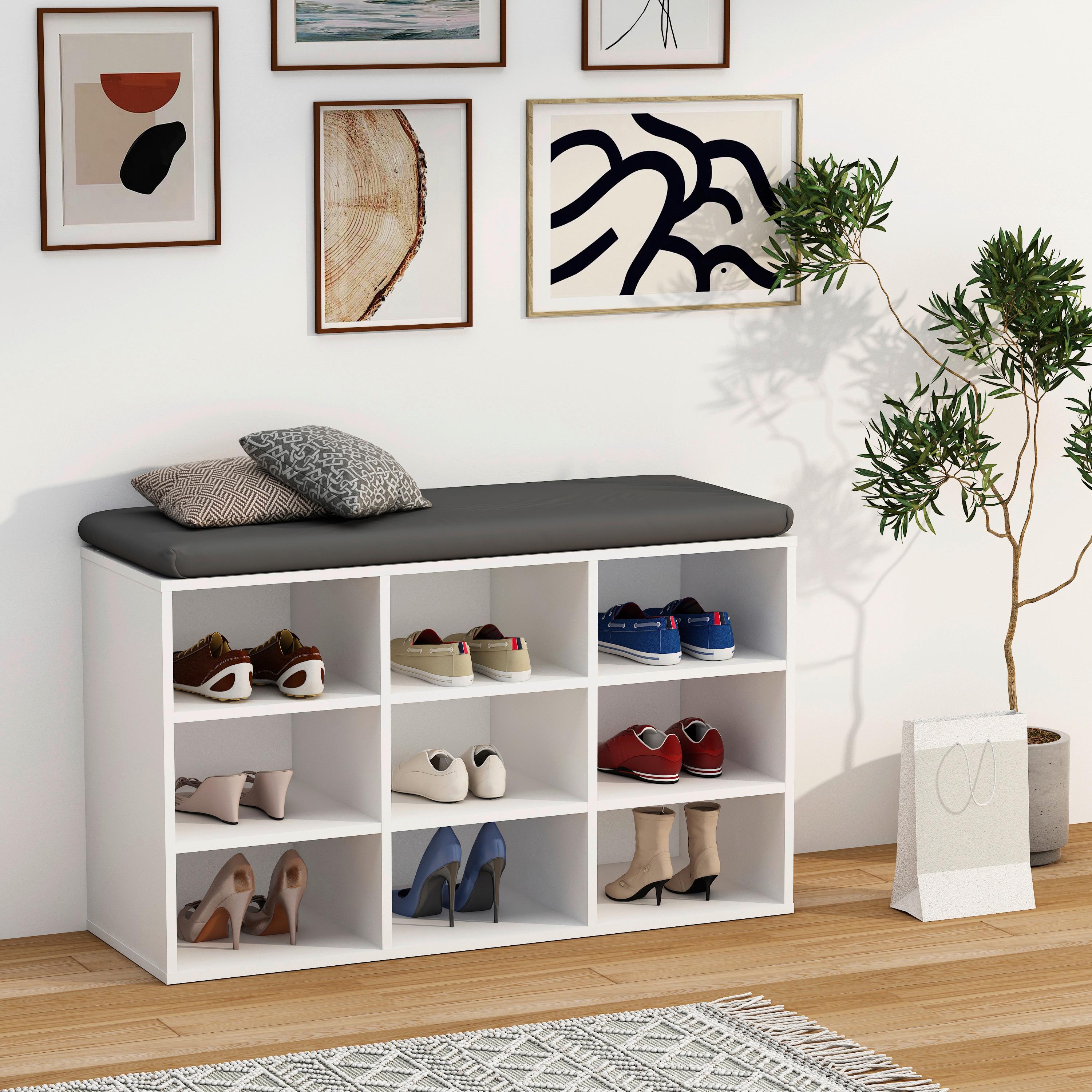 Schuhbank Weiß, 80 cm - Anthrazit/Weiß, Design, Holzwerkstoff/Kunststoff (80/50/30cm) - MID.YOU